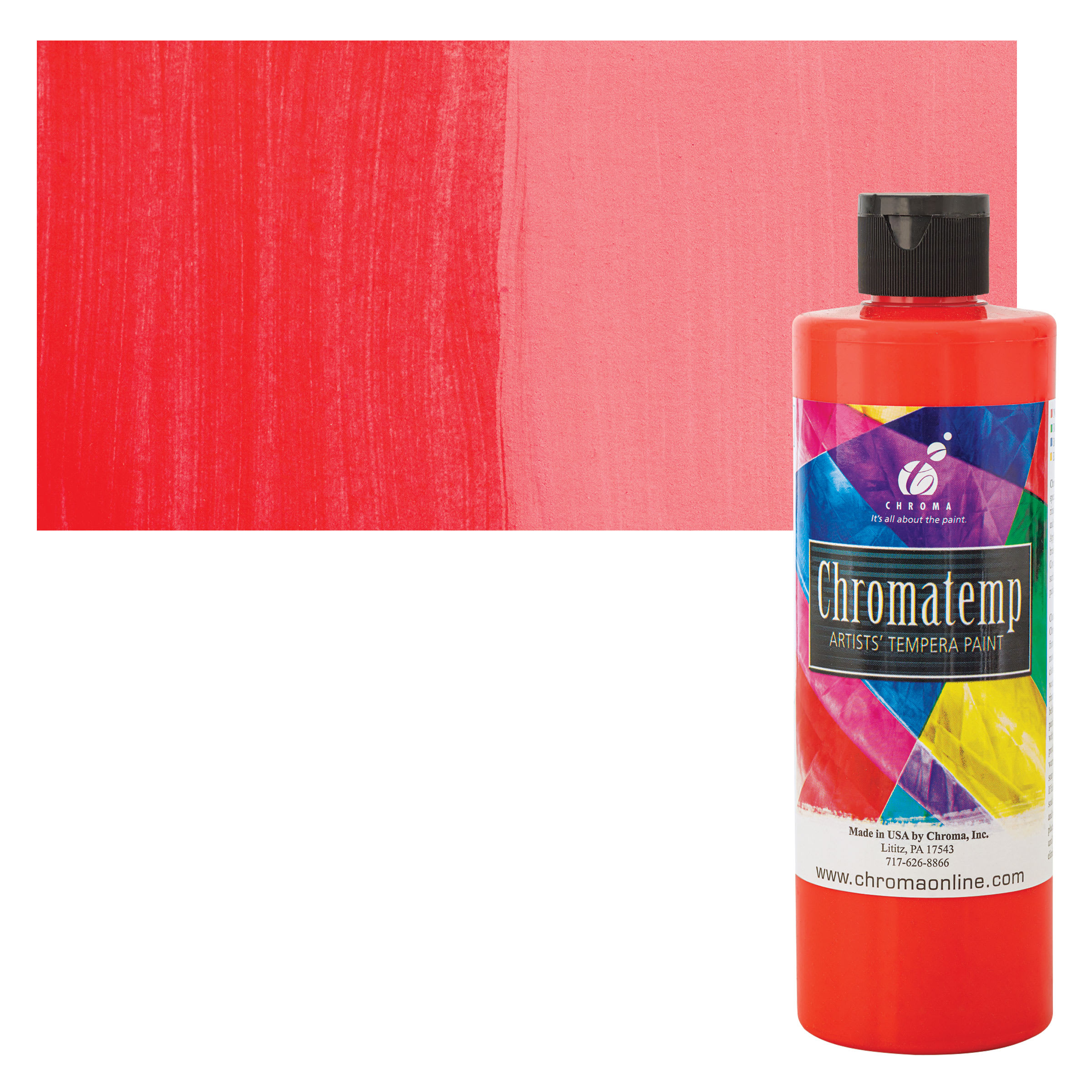 Chroma Chromatemp Artists' Tempera Paint - Fluorescent Red, Pint