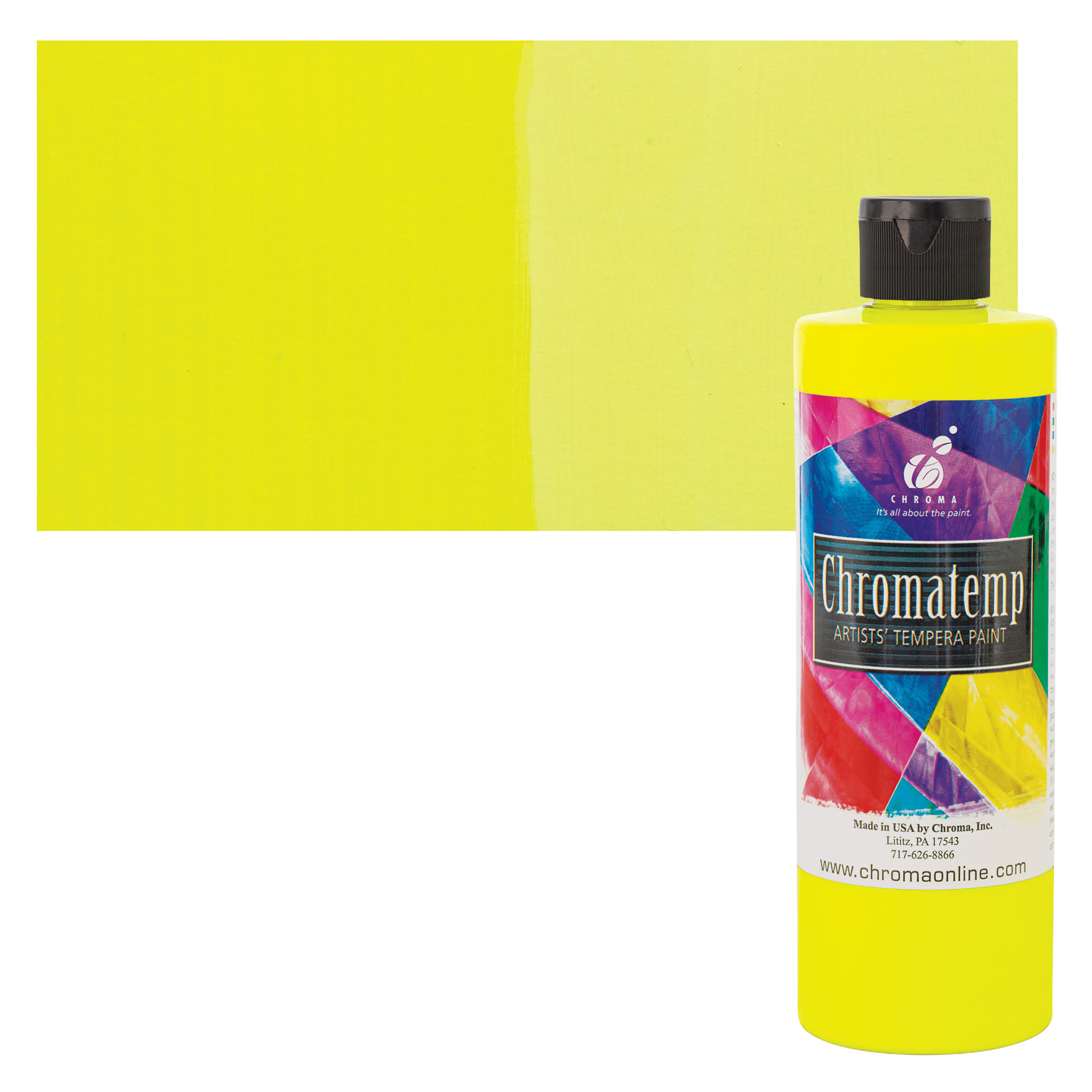 Chroma Chromatemp Artists' Tempera Paint - Fluorescent Yellow, Pint