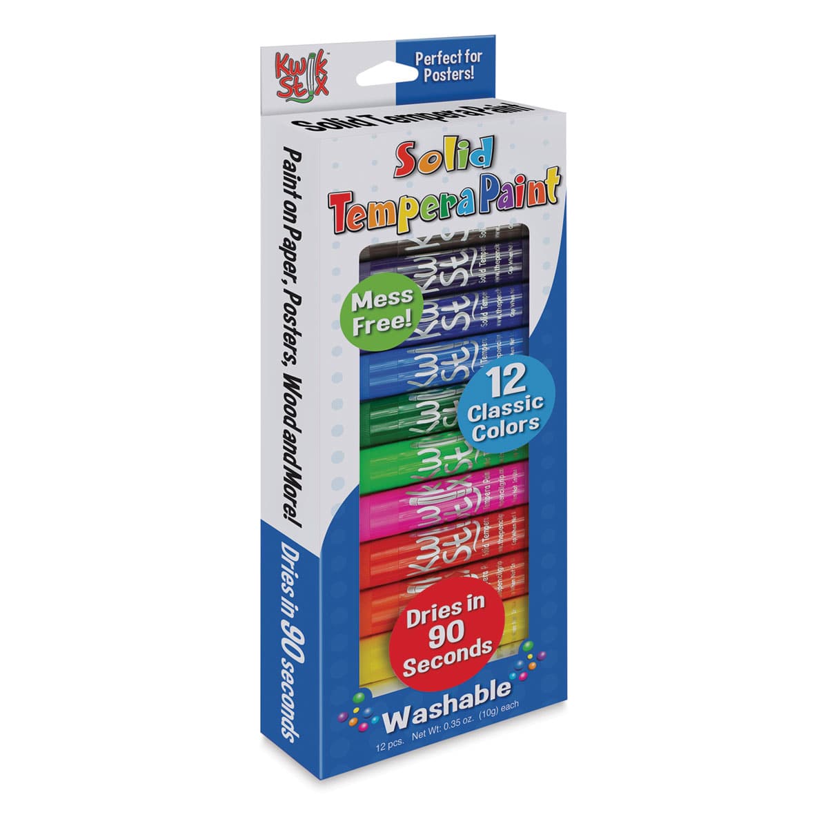 The Pencil Grip Kwik Stix Solid Tempera Paint, Assorted Colors, 12/Pack (PGTPG-602) | Quill
