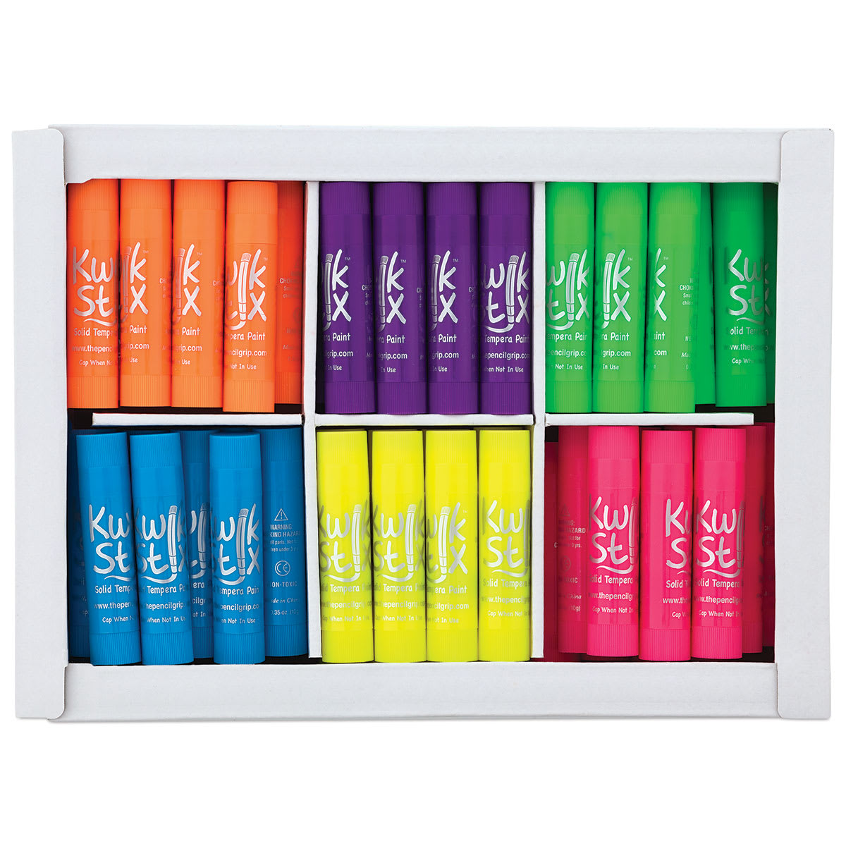 The Pencil Grip Kwik Stix Tempera Paint Sticks Classpack, Neon Color, Pack of 72 (TPG626) | Quill