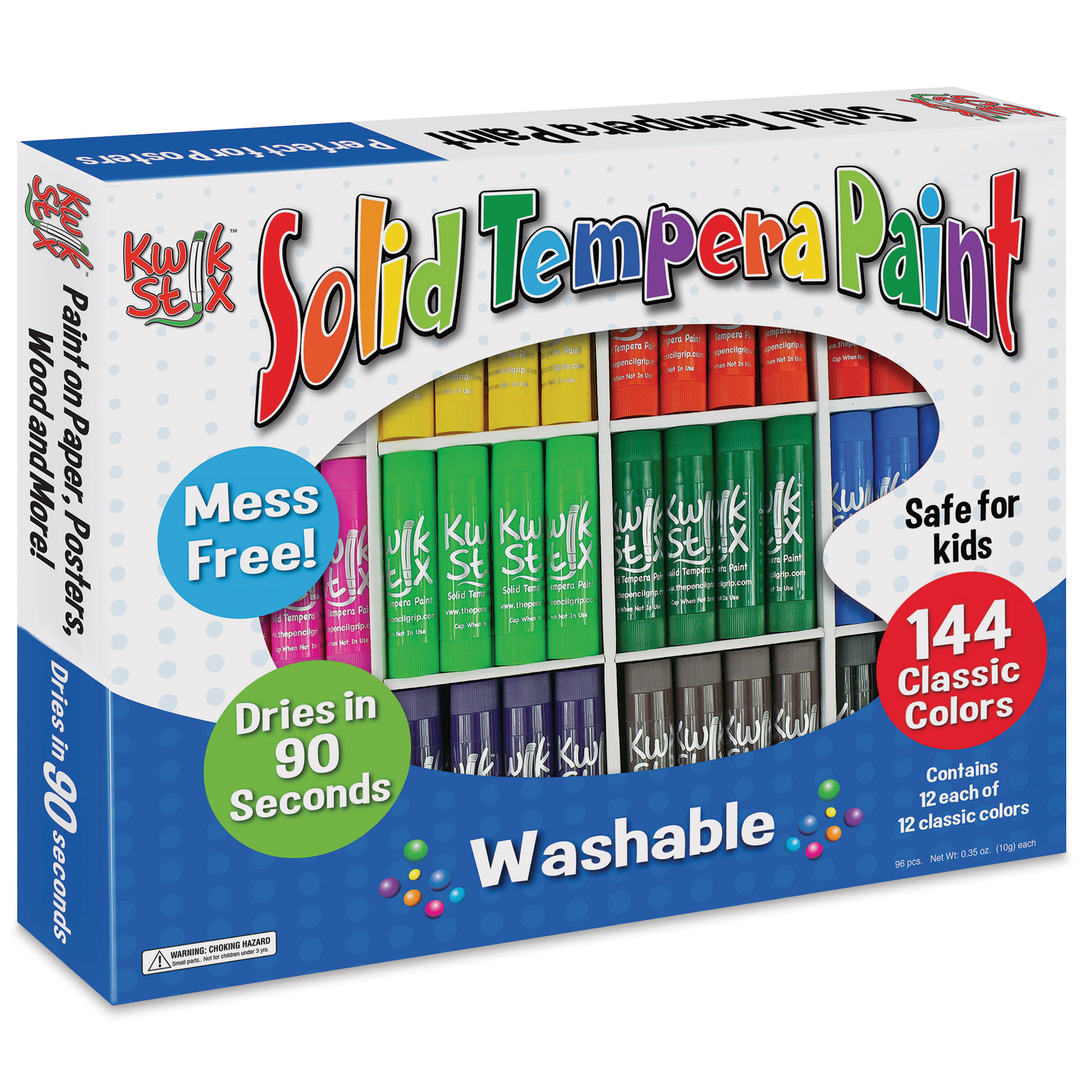 Pencil Grip 1546513 Kwik Stix Solid Tempera Paint, Assorted Colors - Set of 144