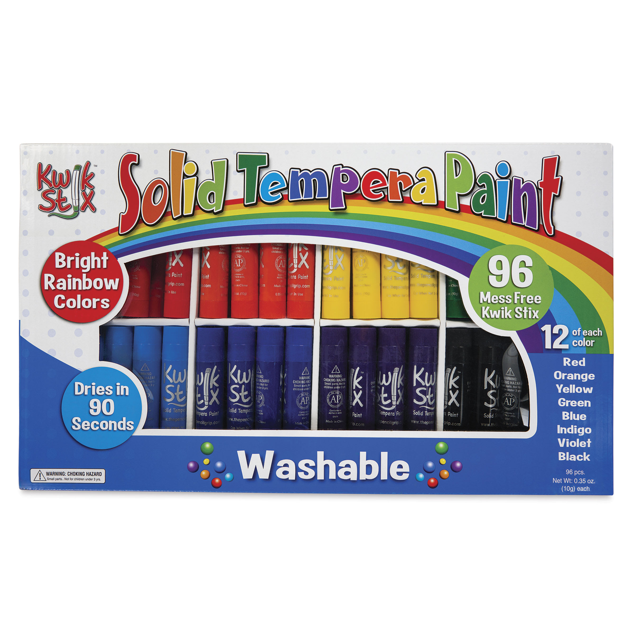 TPG698 Kwik Stix Tempera Paint & Paper Set, Rainbow - Pack of 96