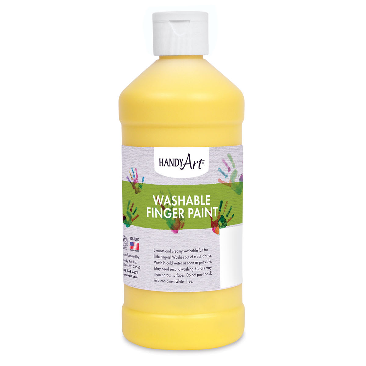 Handy Art Washable Finger Paint, Yellow, 16 oz (RPC241010)