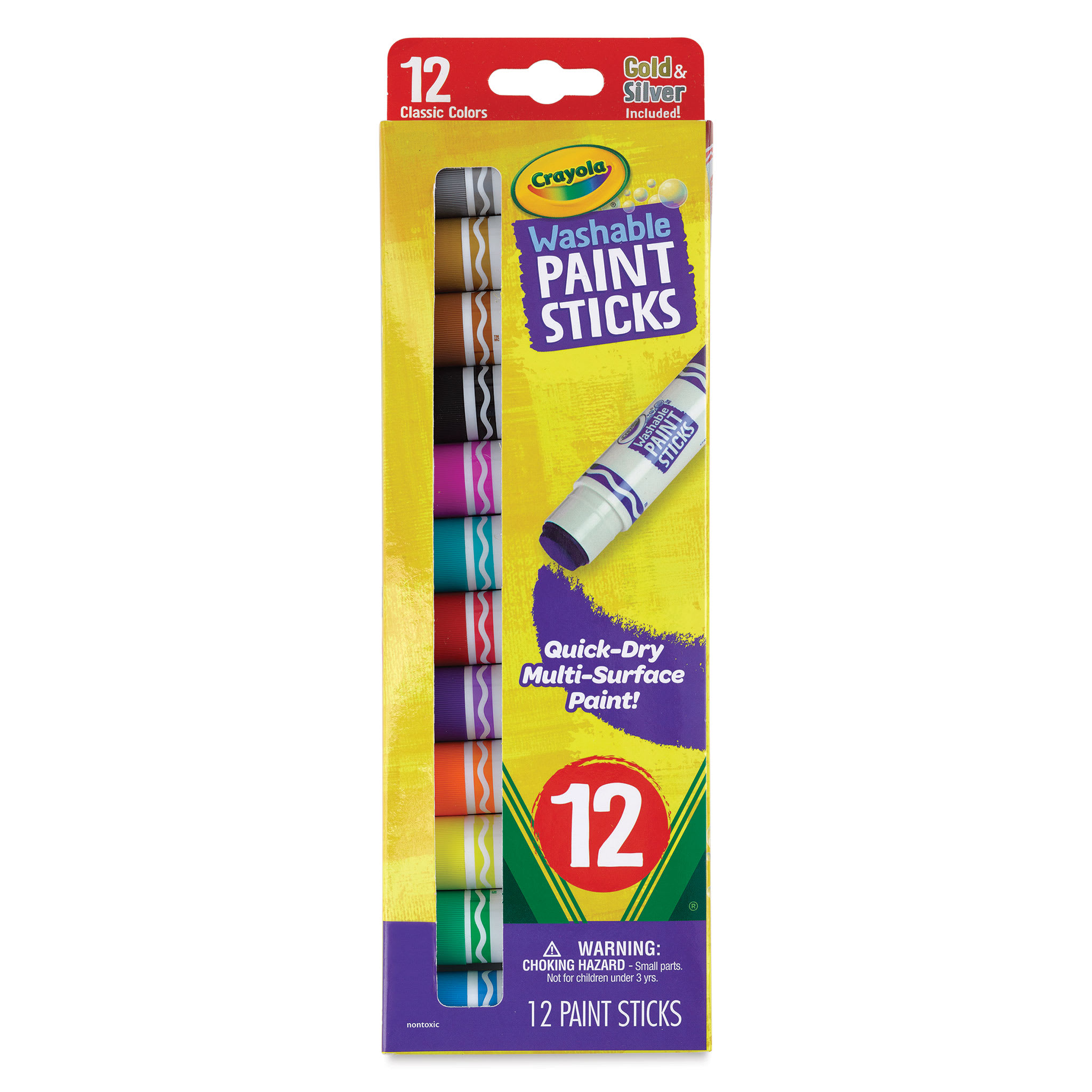 Crayola Washable Paint Sticks - Set of 12, Assorted Colors