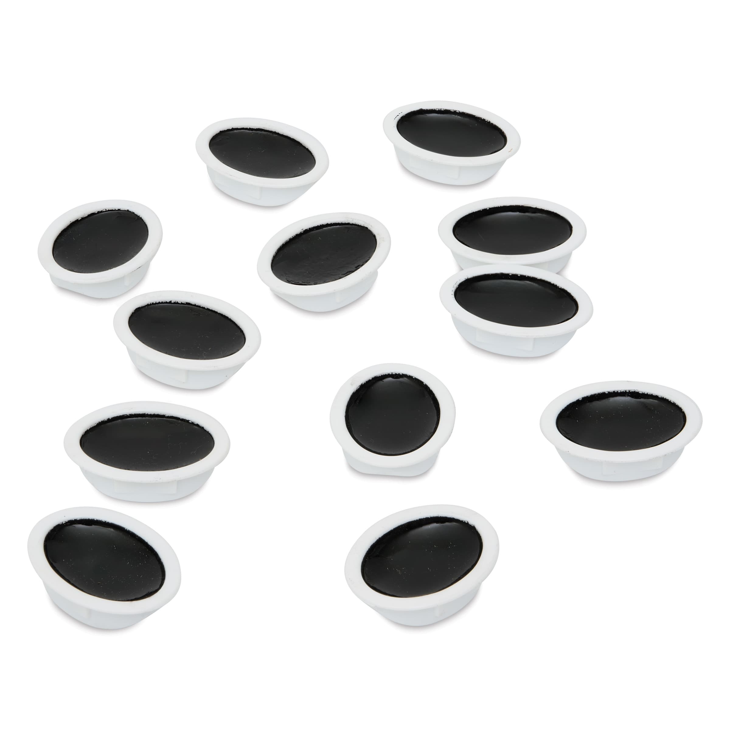 001260 Non-Toxic Washable Semi-Moist Watercolor Paint Refill- Plastic Oval Pan- Black- Pack - 12
