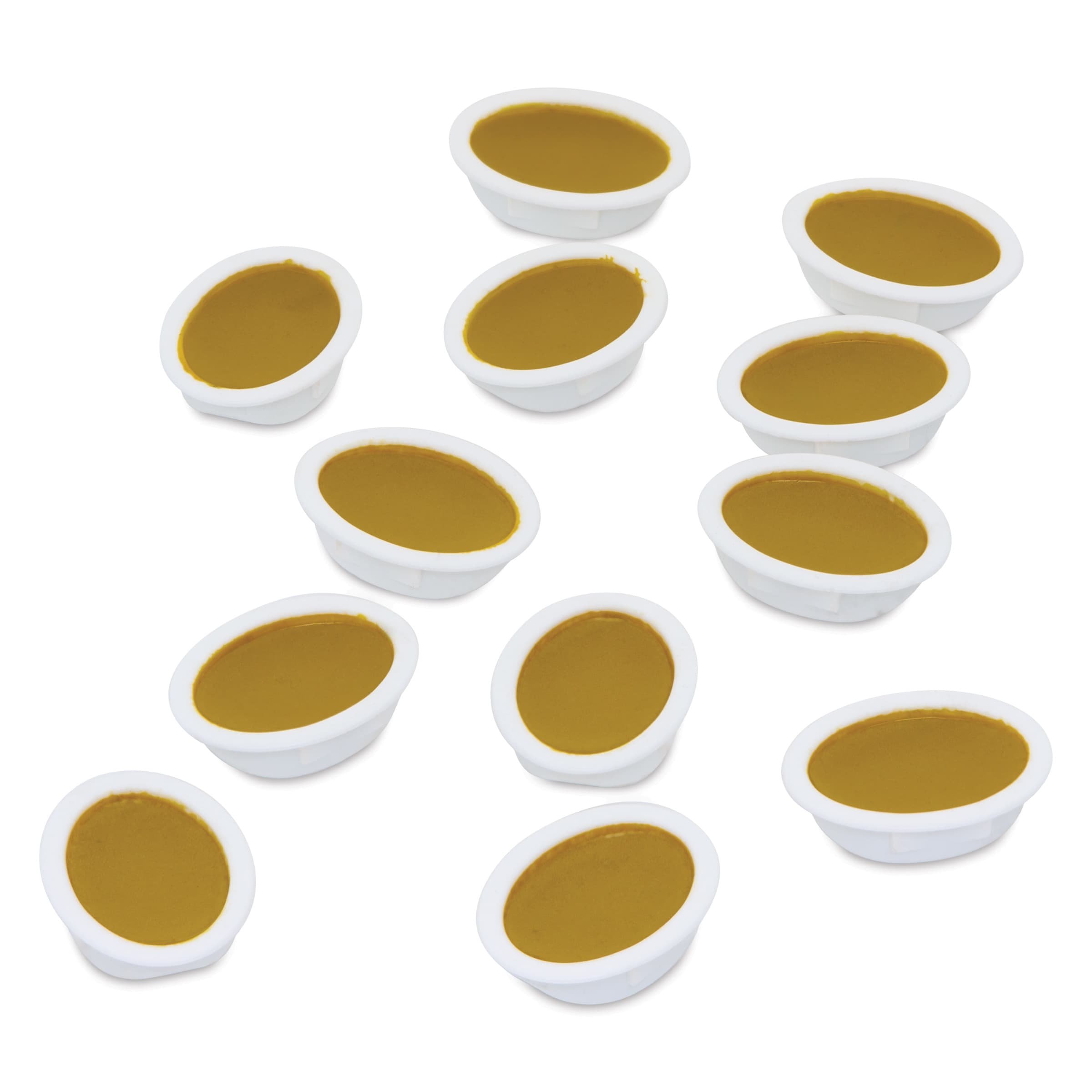 001242 Non-Toxic Washable Semi-Moist Watercolor Paint Refill- Plastic Oval Pan- Metallic Yellow- Pack - 12