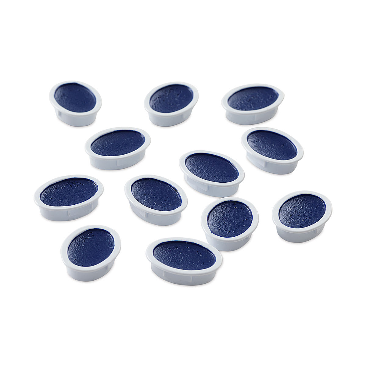 001248 Non-Toxic Washable Semi-Moist Watercolor Paint Refill- Plastic Oval Pan- Blue- Pack - 12