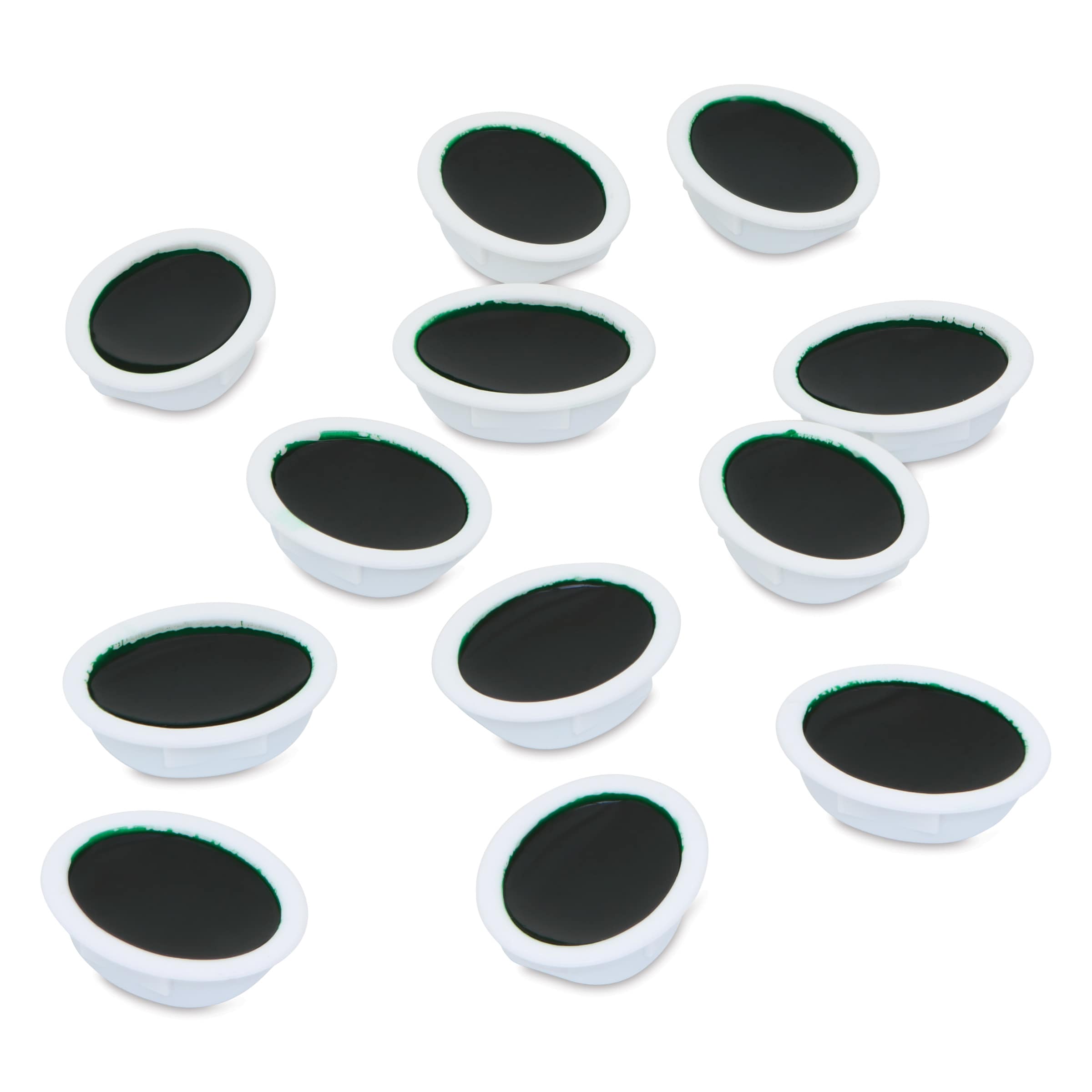 001251 Non-Toxic Washable Semi-Moist Watercolor Paint Refill- Plastic Oval Pan- Green- Pack - 12