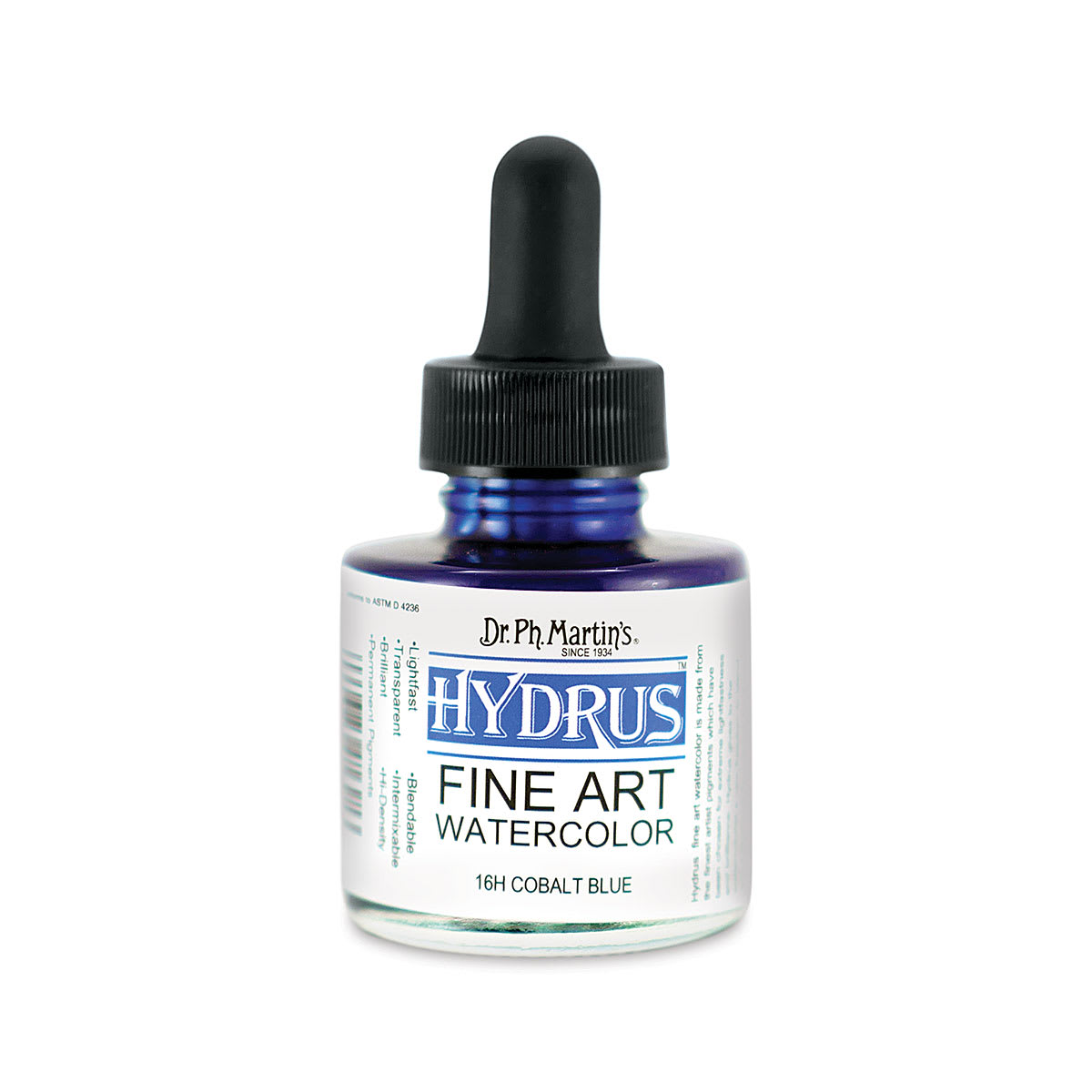 Dr. Ph. Martin's Hydrus Fine Art Liquid Watercolors - Cobalt Blue, 1 oz bottle