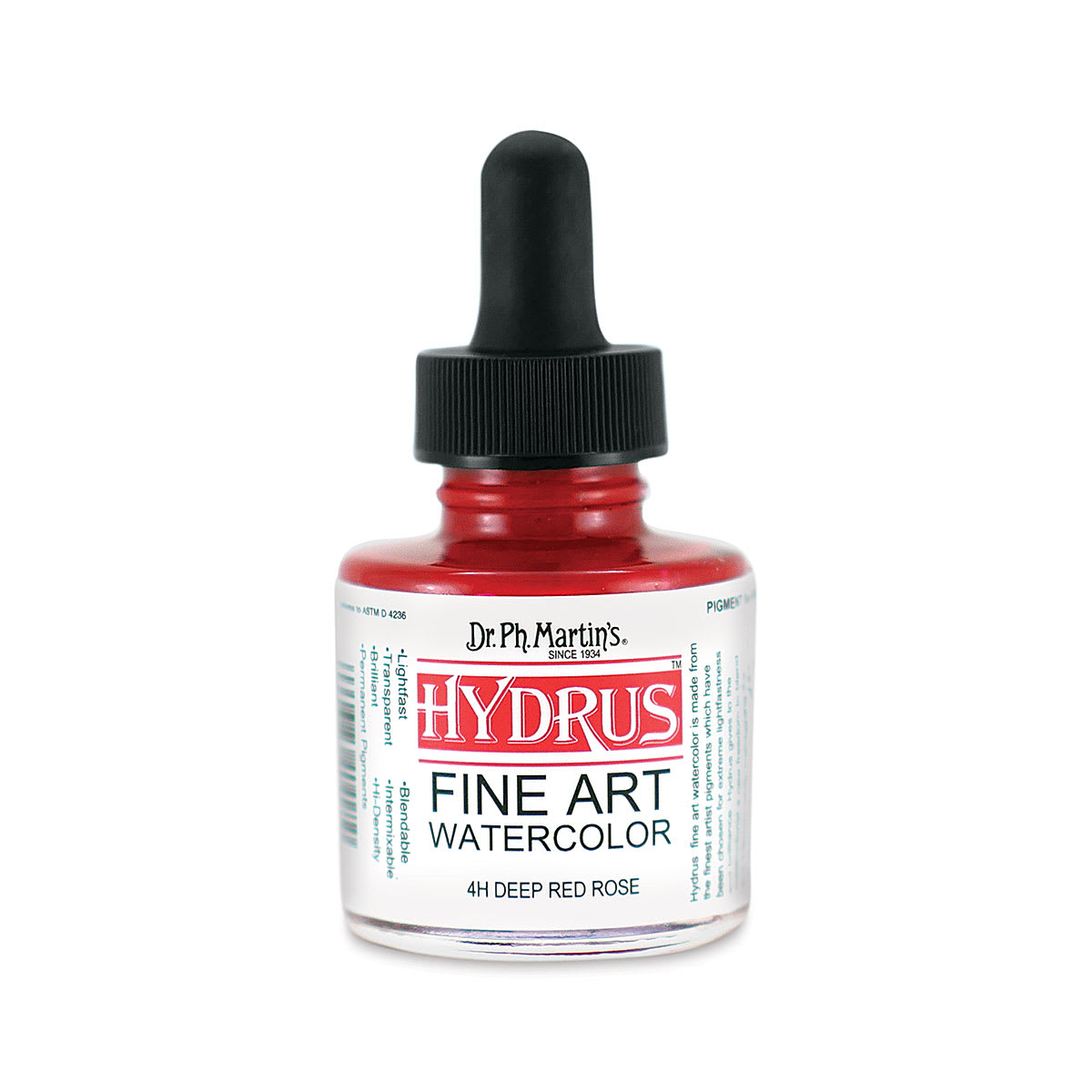 Dr. Ph. Martin's Hydrus Fine Art Liquid Watercolors - Red Rose, 1 oz bottle