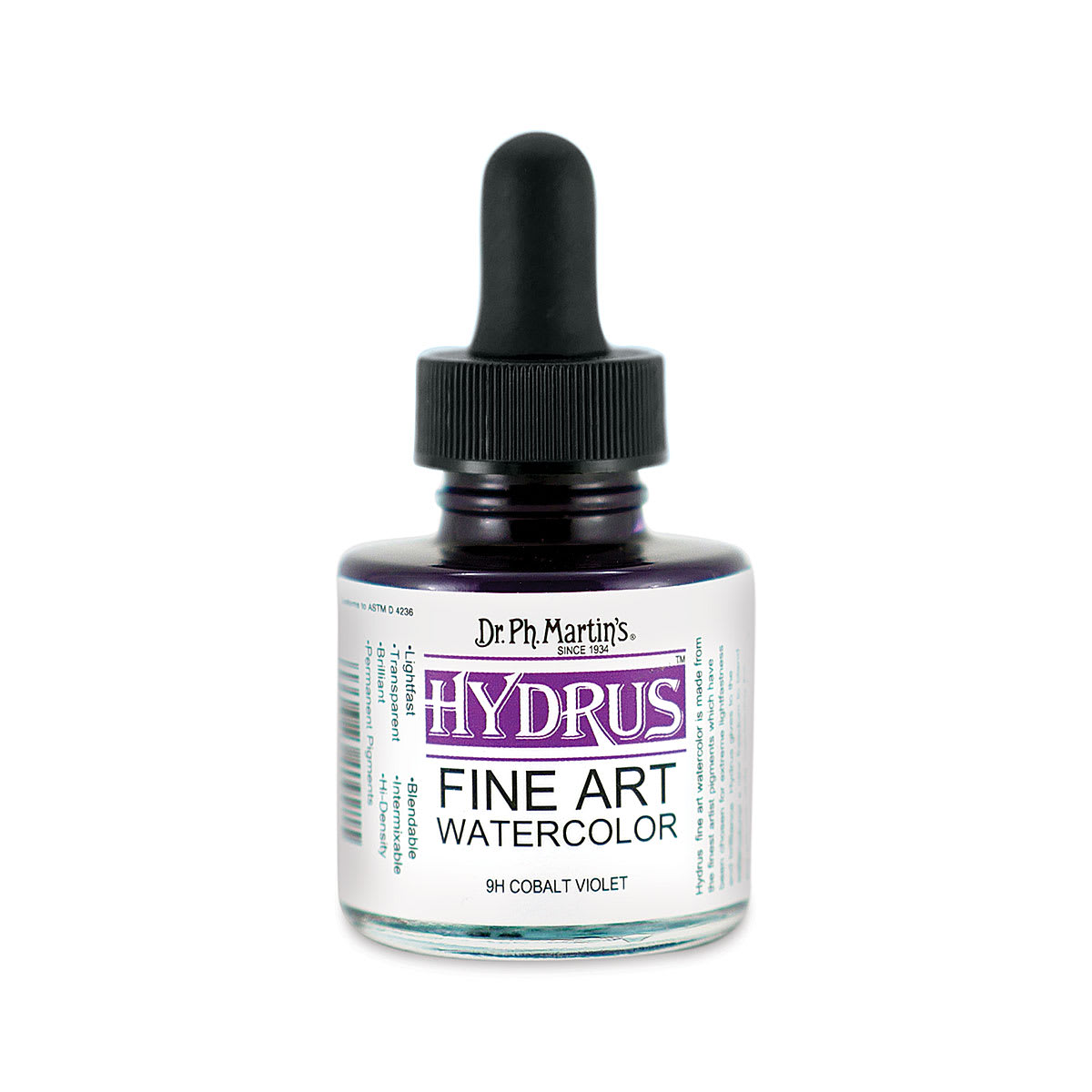 Dr. Ph. Martin's Hydrus Fine Art Liquid Watercolors - Cobalt Violet, 1 oz bottle