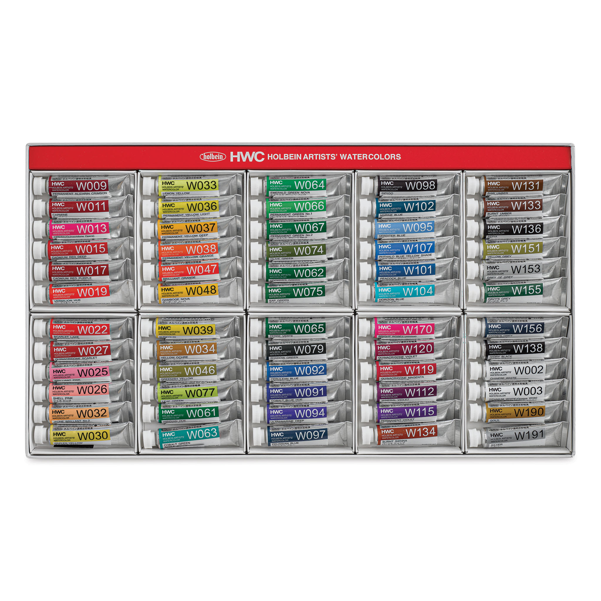 Holbein Artists' Watercolors - Set of 60, Assorted Colors, 5 ml Tubes