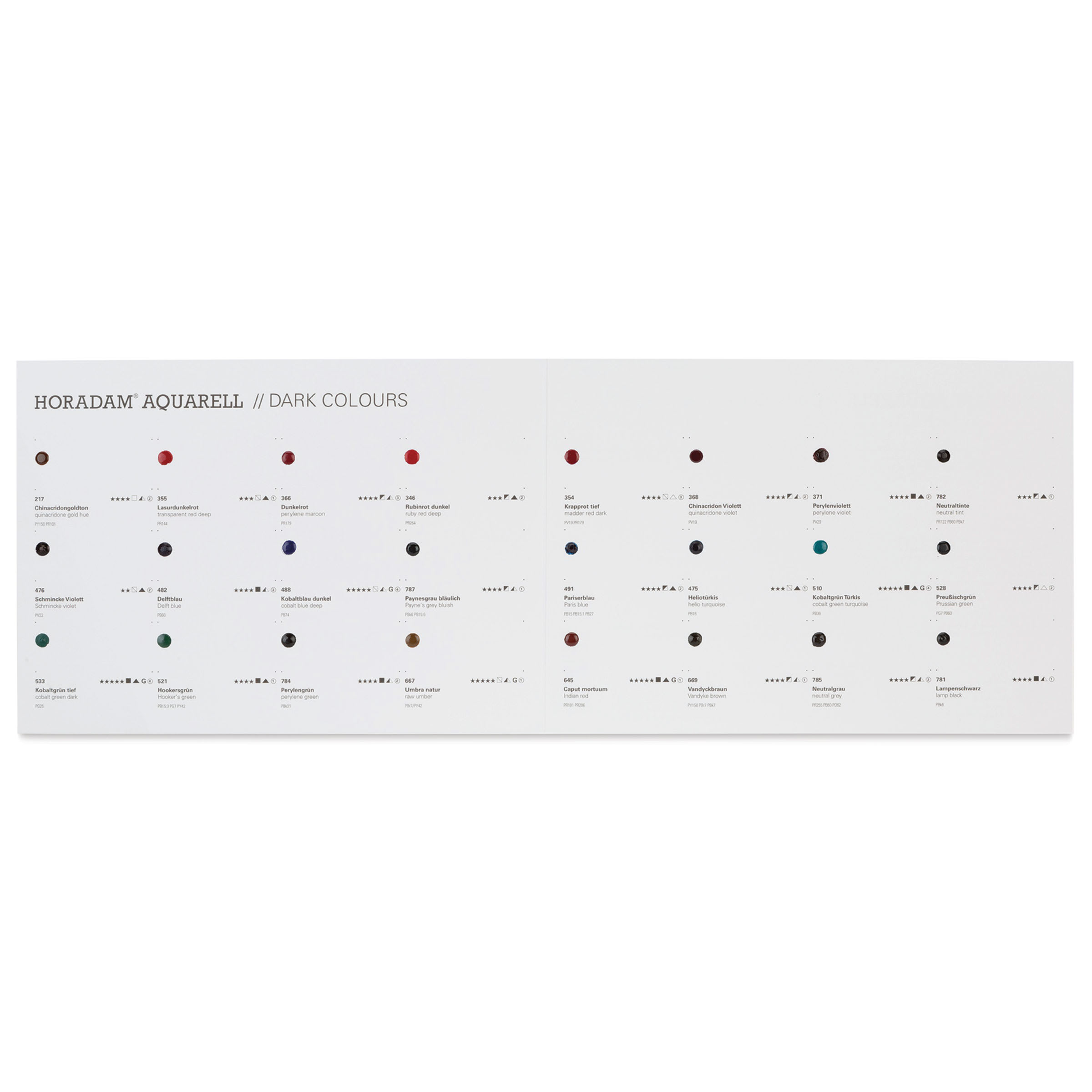 Schmincke Horadam Aquarell Artist Watercolor - 24 Dark Colors Dot Card