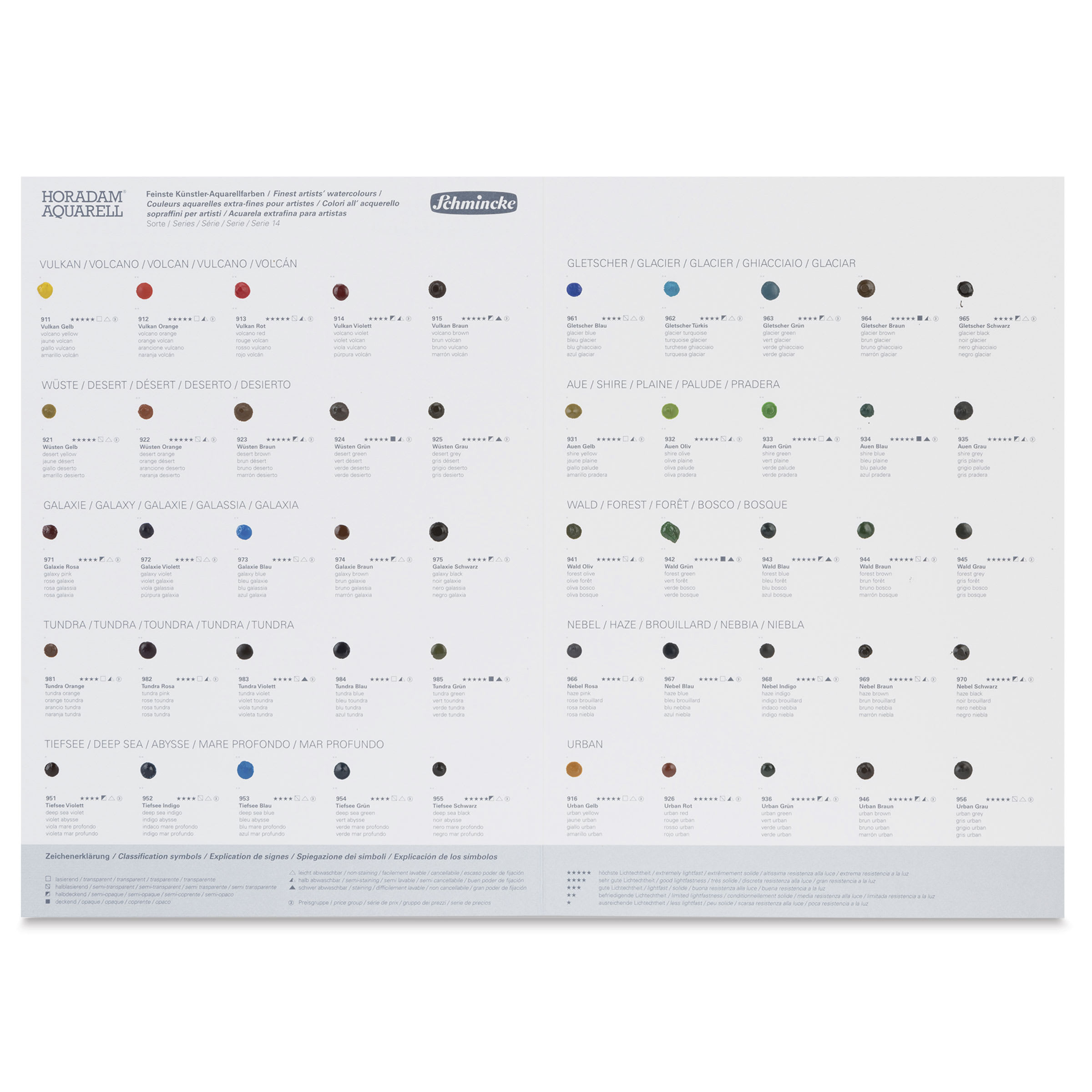 Schmincke Horadam Aquarell Artist Watercolor - 50 Color Dot Card, Supergranulation