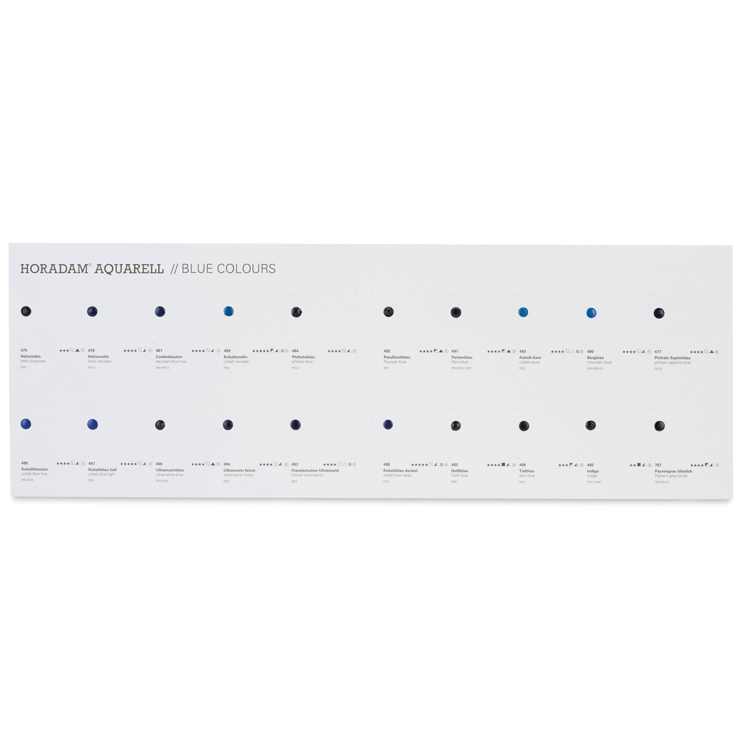 Schmincke Horadam Aquarell Artist Watercolor - 20 Blue Colors Dot Card