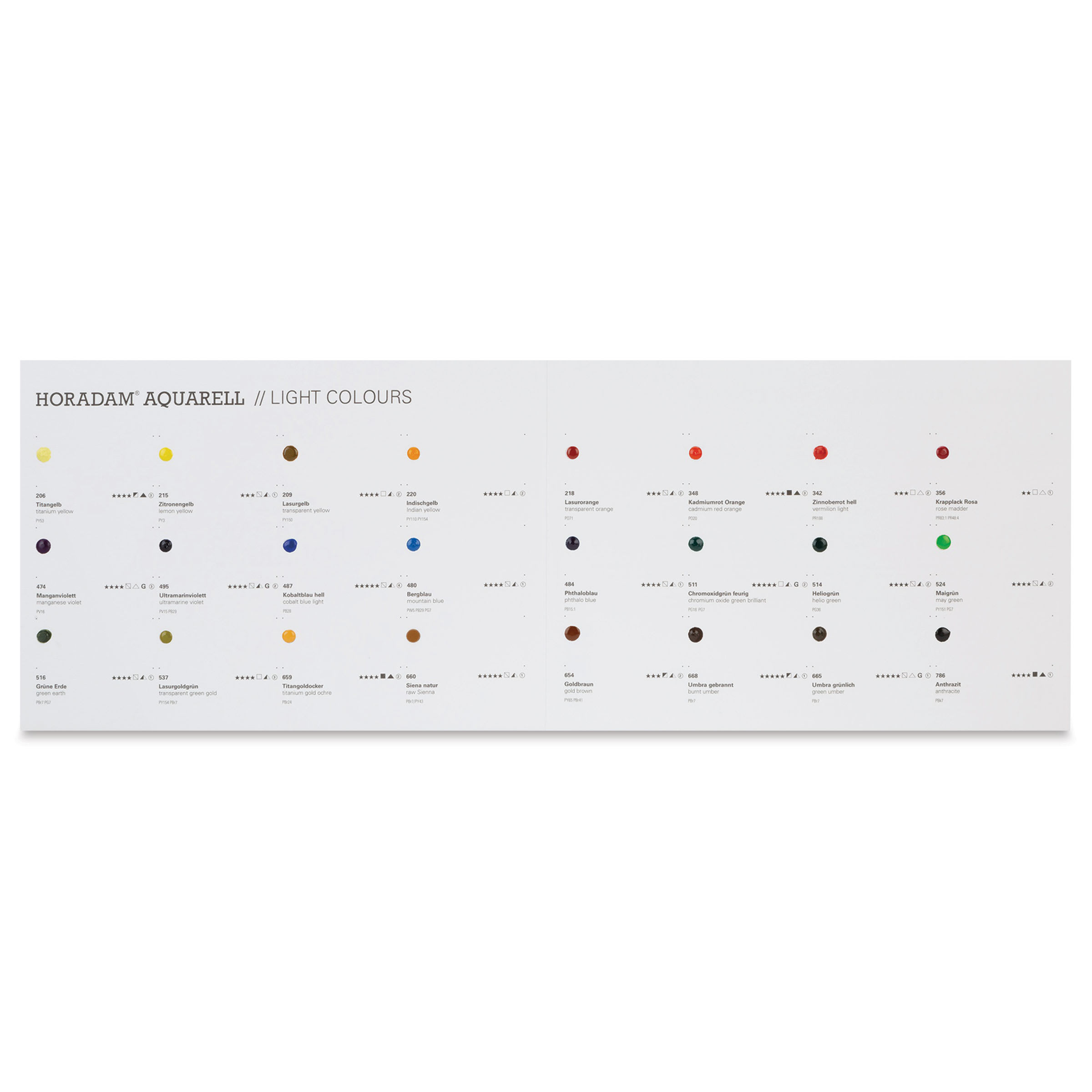 Schmincke Horadam Aquarell Artist Watercolor - 24 Light Colors Dot Card