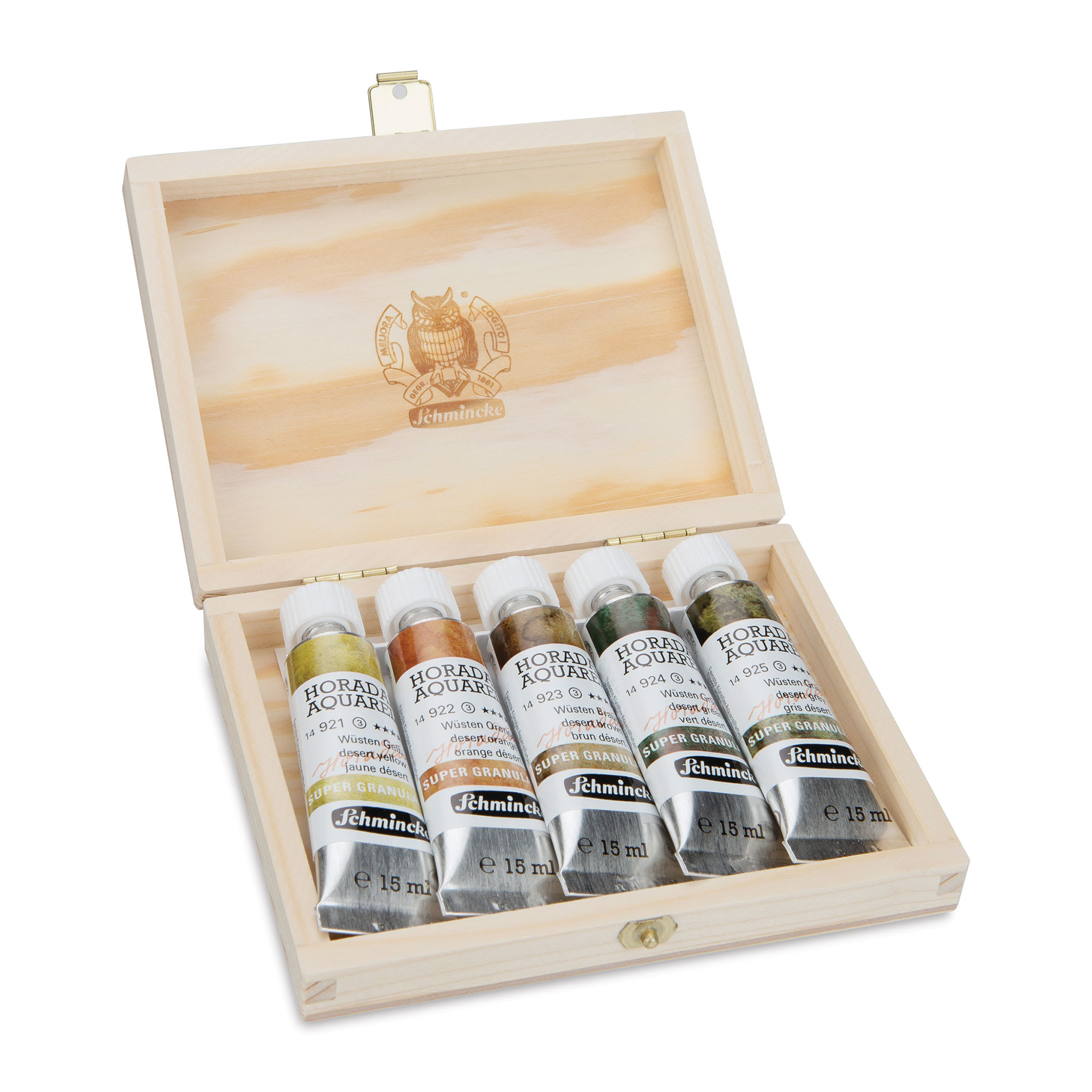 Schmincke Horadam Aquarell Artist Watercolor - Set of 5, Desert, Supergranulation, Wood Box, 15 ml, Tubes