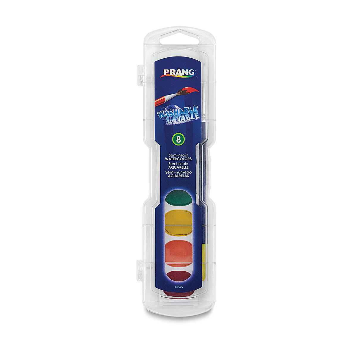 Prang® Washable Watercolors 8-Color Set With Brush, Assorted Colors