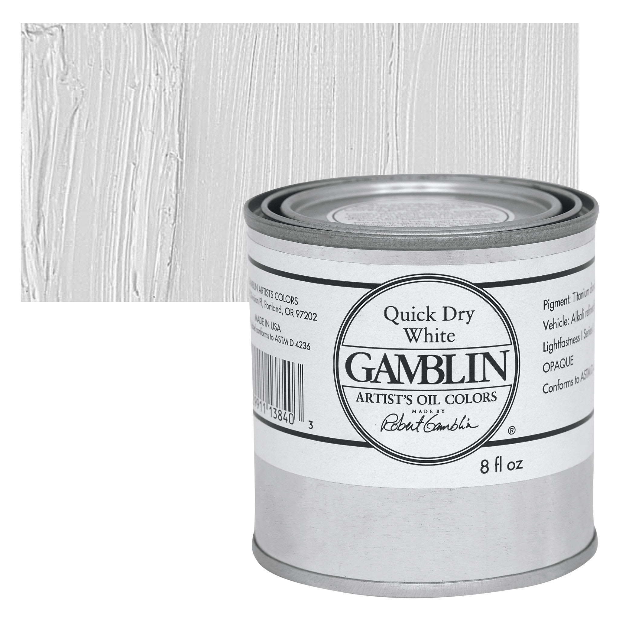 Gamblin Artist's Oil Color - Quick Dry White, 8 oz Can