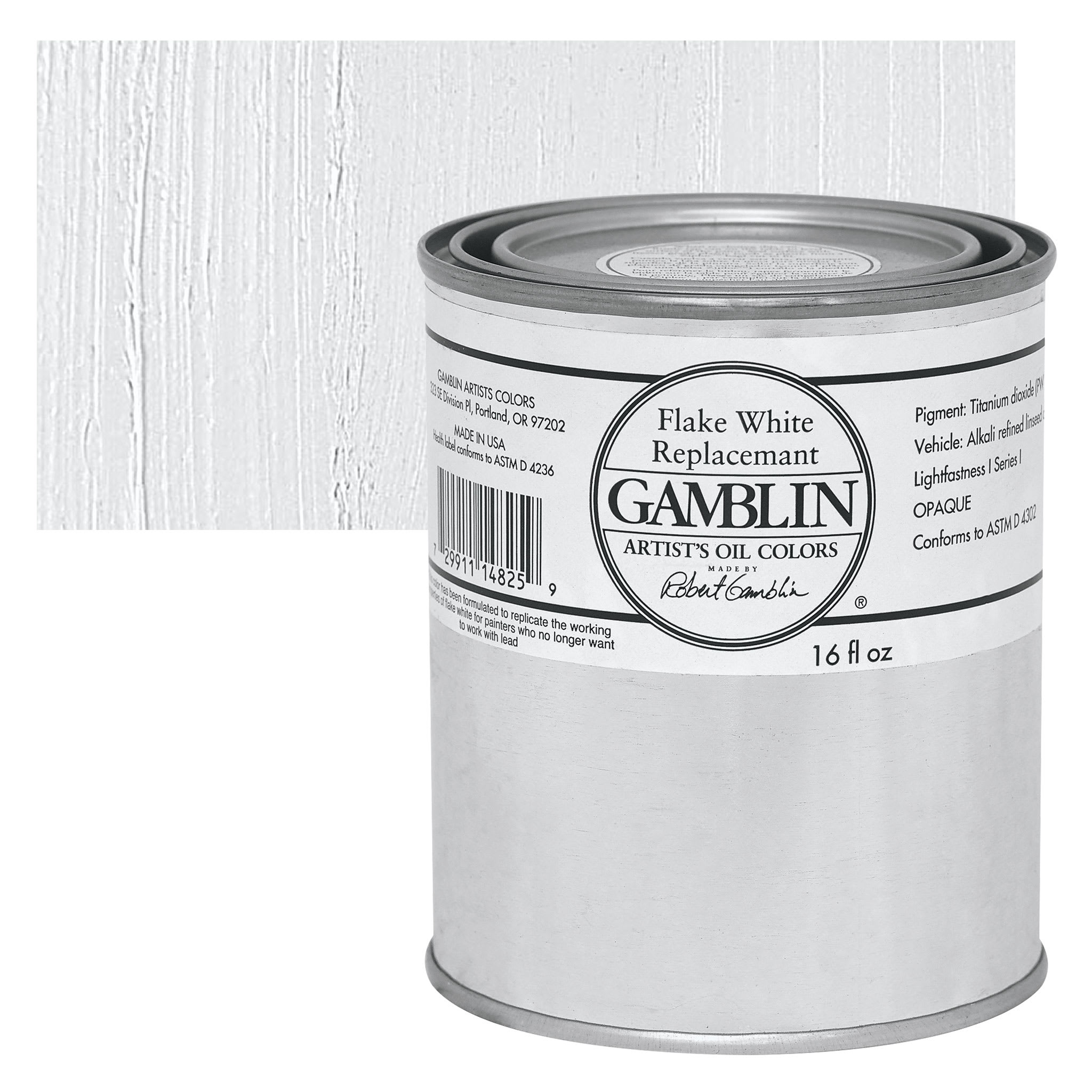 Gamblin Artist's Oil Color - Flake White Replacement, 16 oz Can