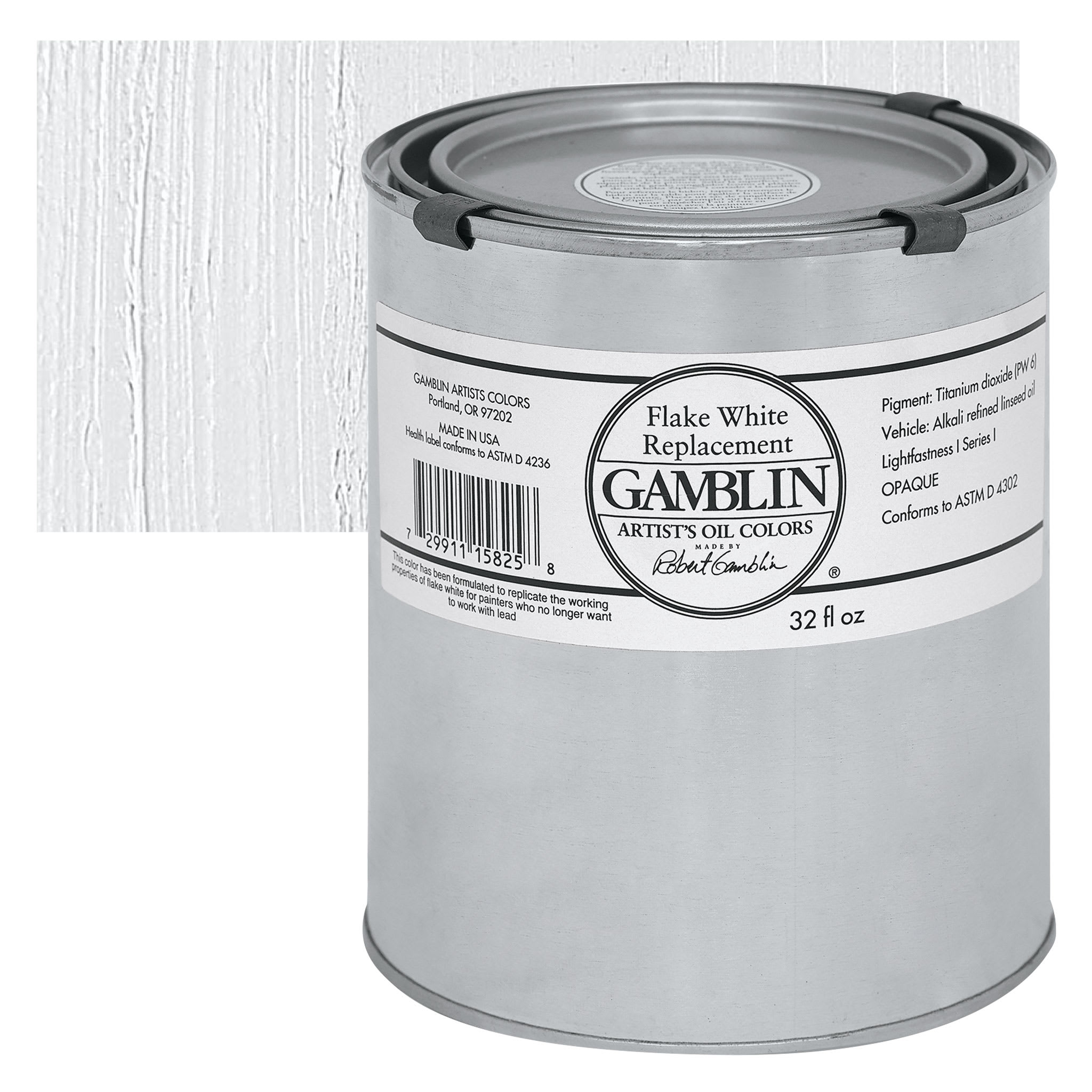 Gamblin Artist's Oil Color - Flake White Replacement, 32 oz Can