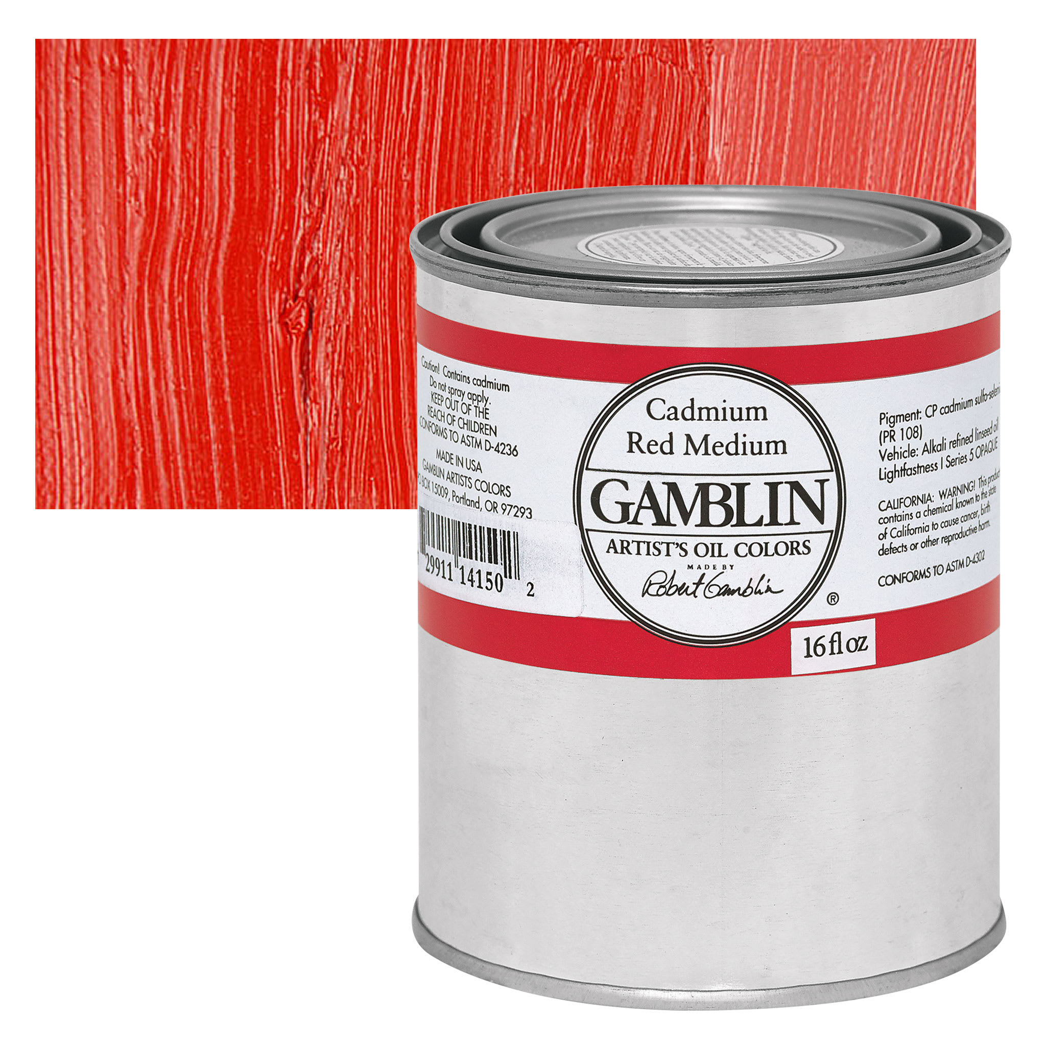 Gamblin Artist's Oil Color - Cadmium Red Medium, 16 oz Can