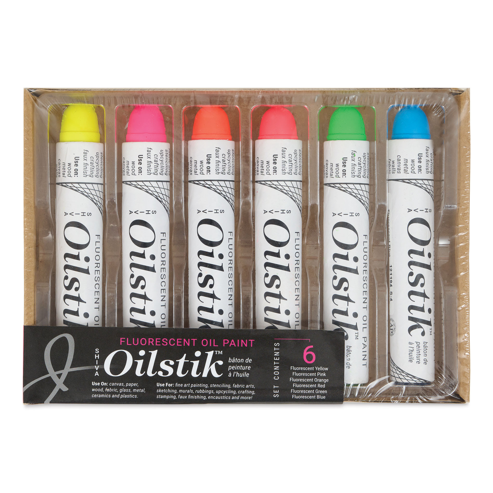 Shiva Oilstik Oil Paint - Set of 6, Fluorescent, 37 ml