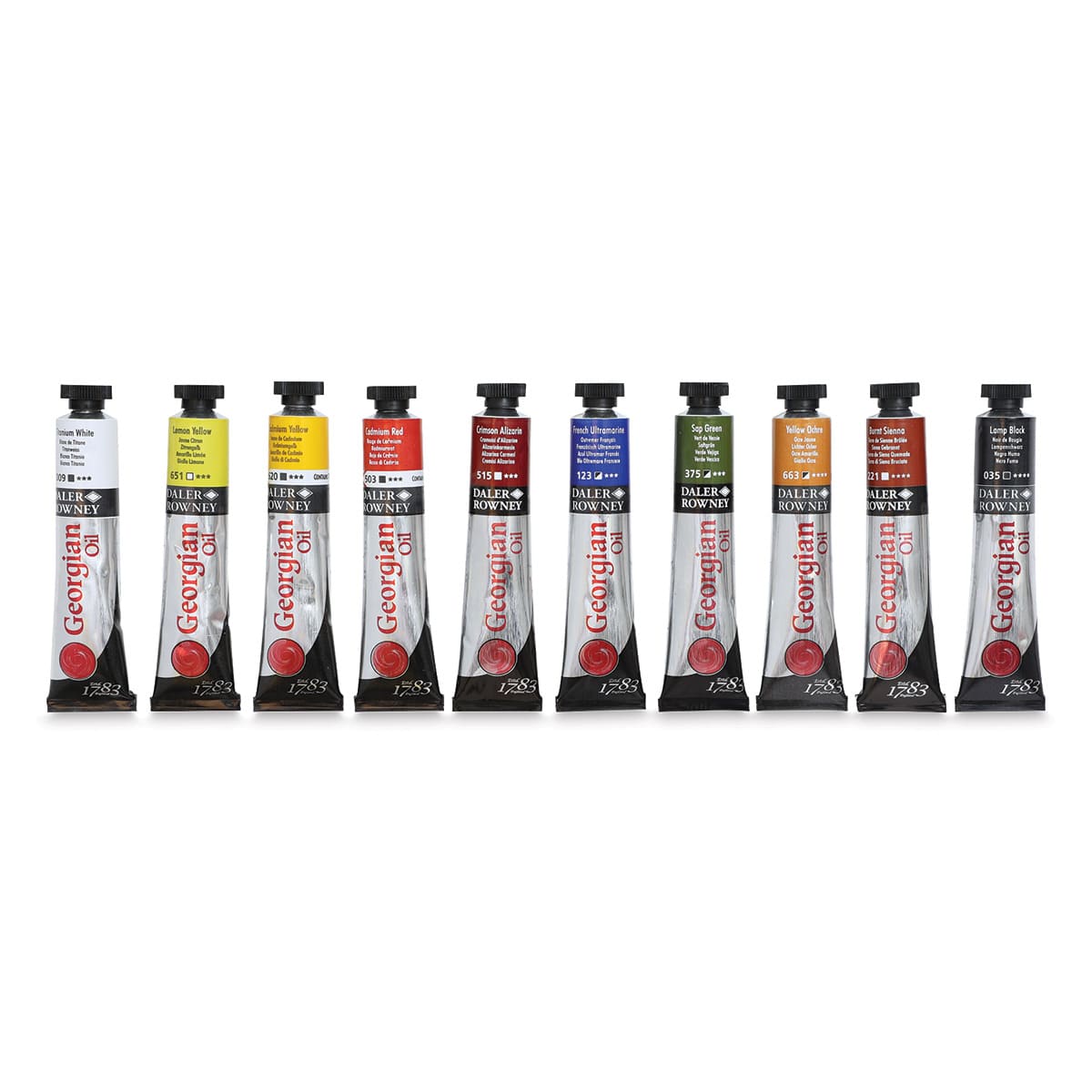 Daler-Rowney Georgian Oil Paint - Set of 10, Introduction Colors, 22 ml Tubes