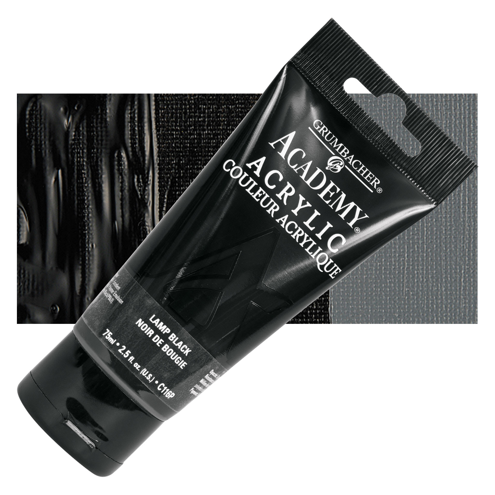Grumbacher Academy Acrylic - Lamp Black, 75 ml tube