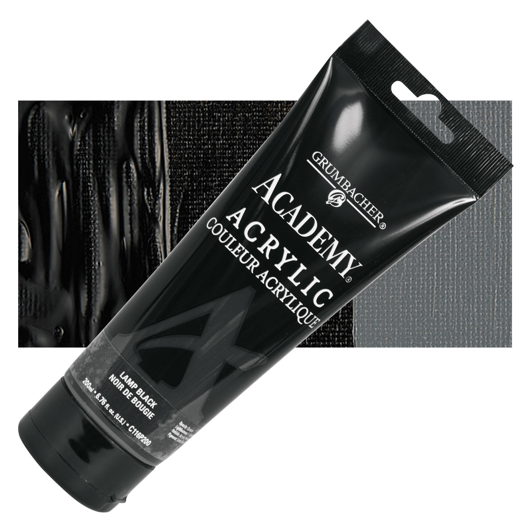 Grumbacher Academy Acrylic - Lamp Black, 200 ml tube