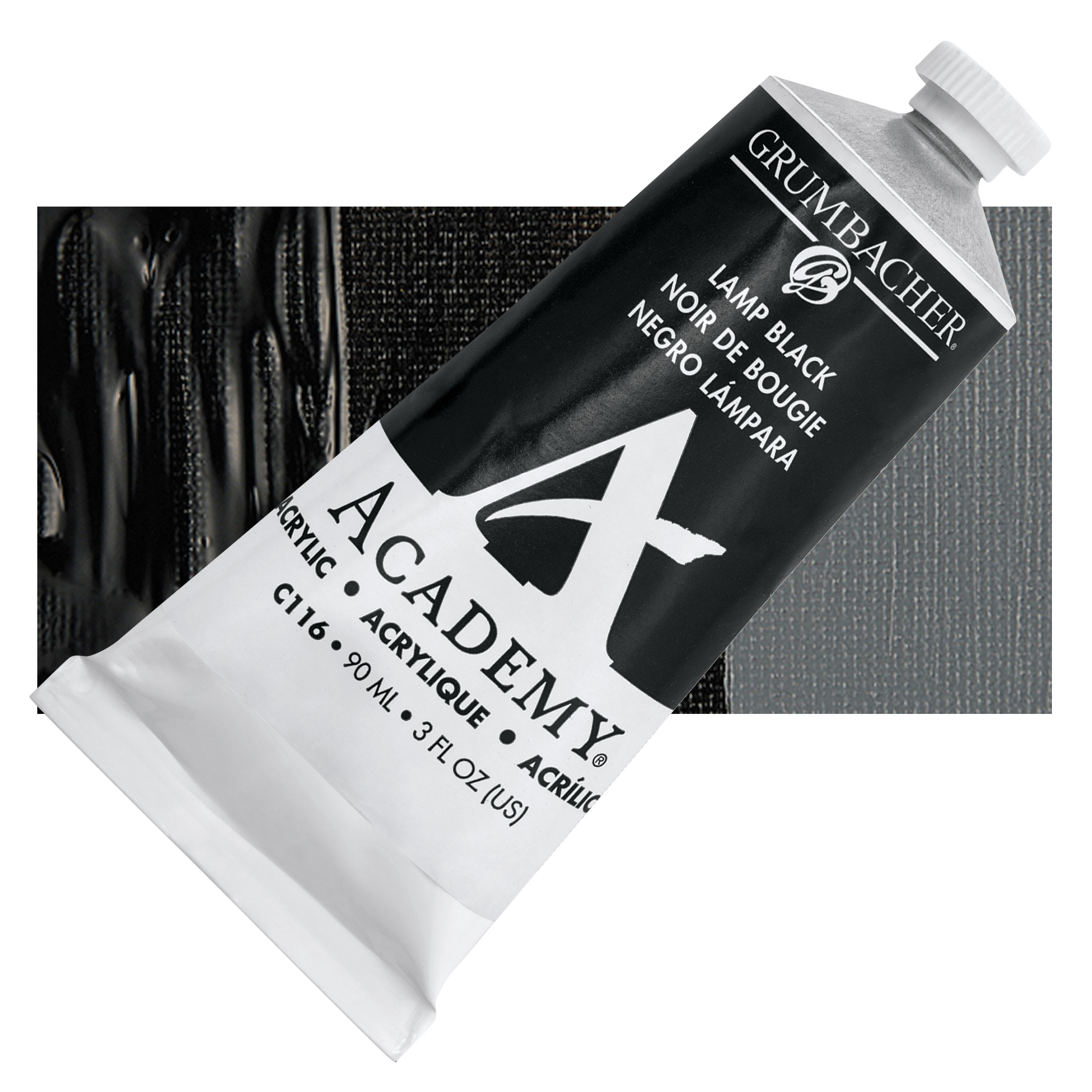 Grumbacher Academy Acrylic - Lamp Black, 90 ml tube