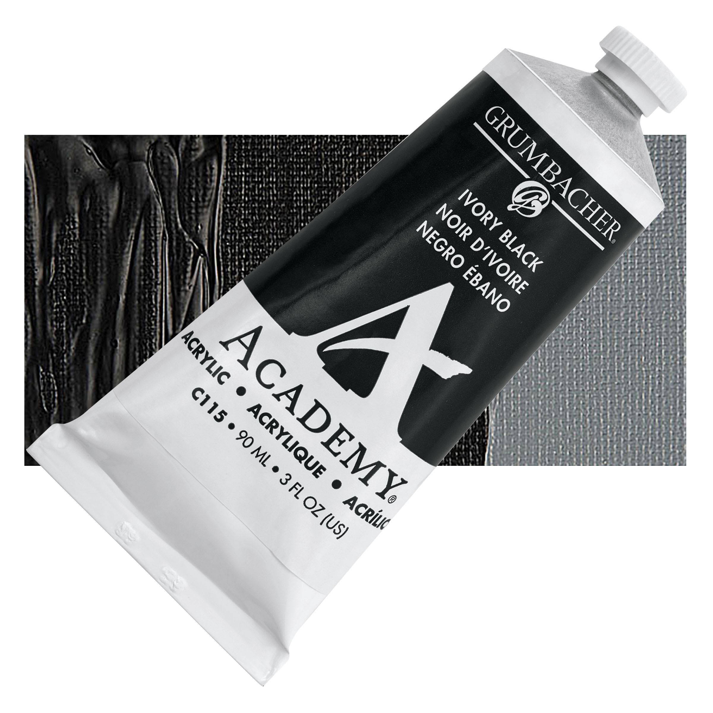 Grumbacher Academy Acrylic - Ivory Black, 90 ml tube
