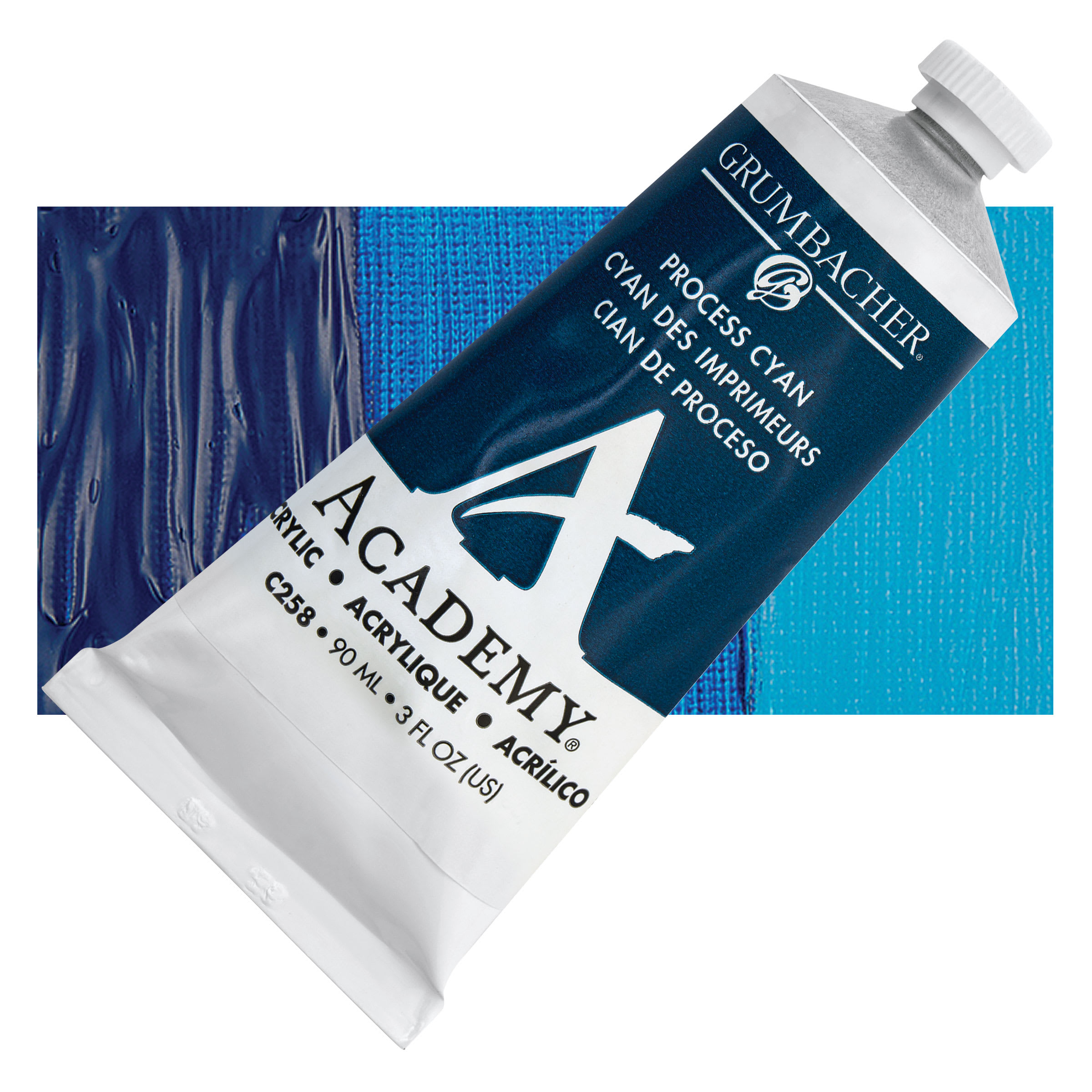 Grumbacher Academy Acrylic - Process Cyan, 90 ml tube