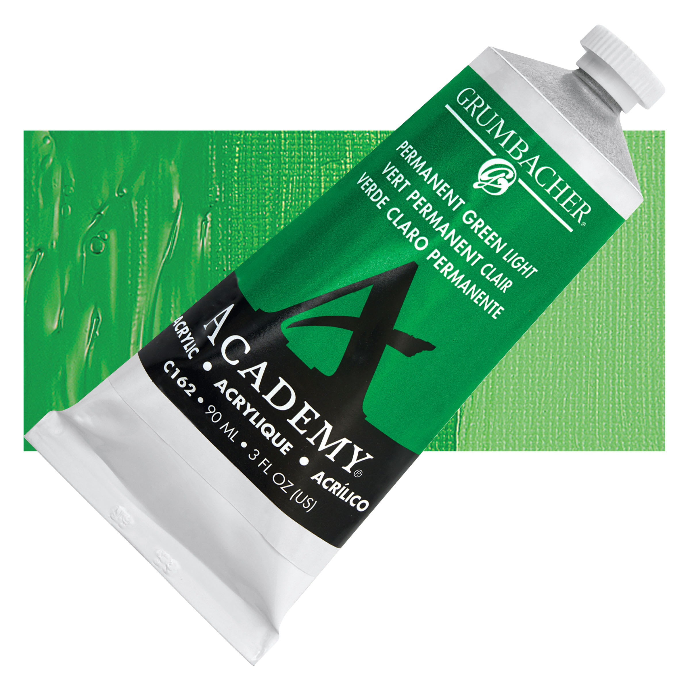 Grumbacher Academy Acrylic - Permanent Green Light, 90 ml tube