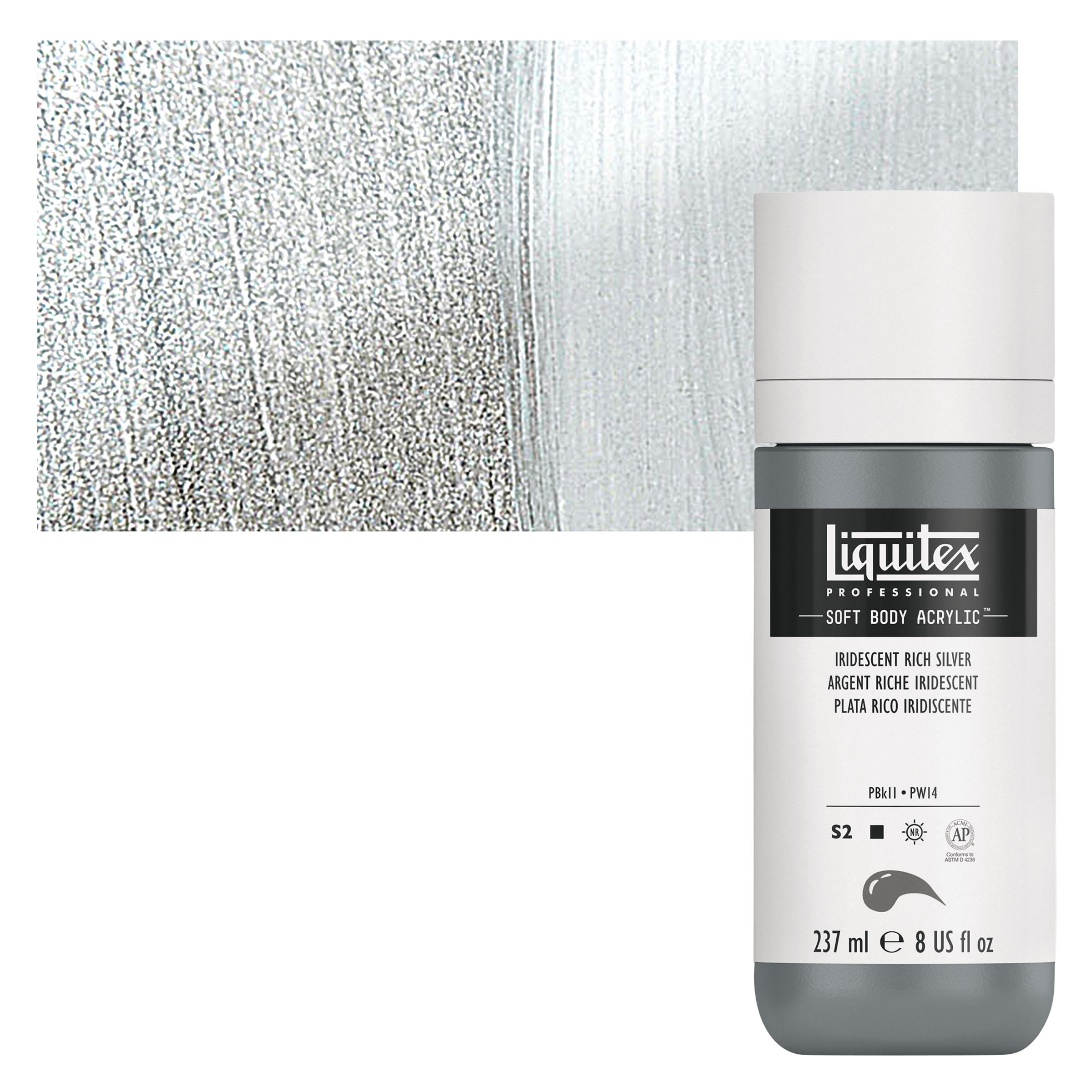 Liquitex Soft Body Artist Acrylics - Iridescent Rich Silver, 237 ml