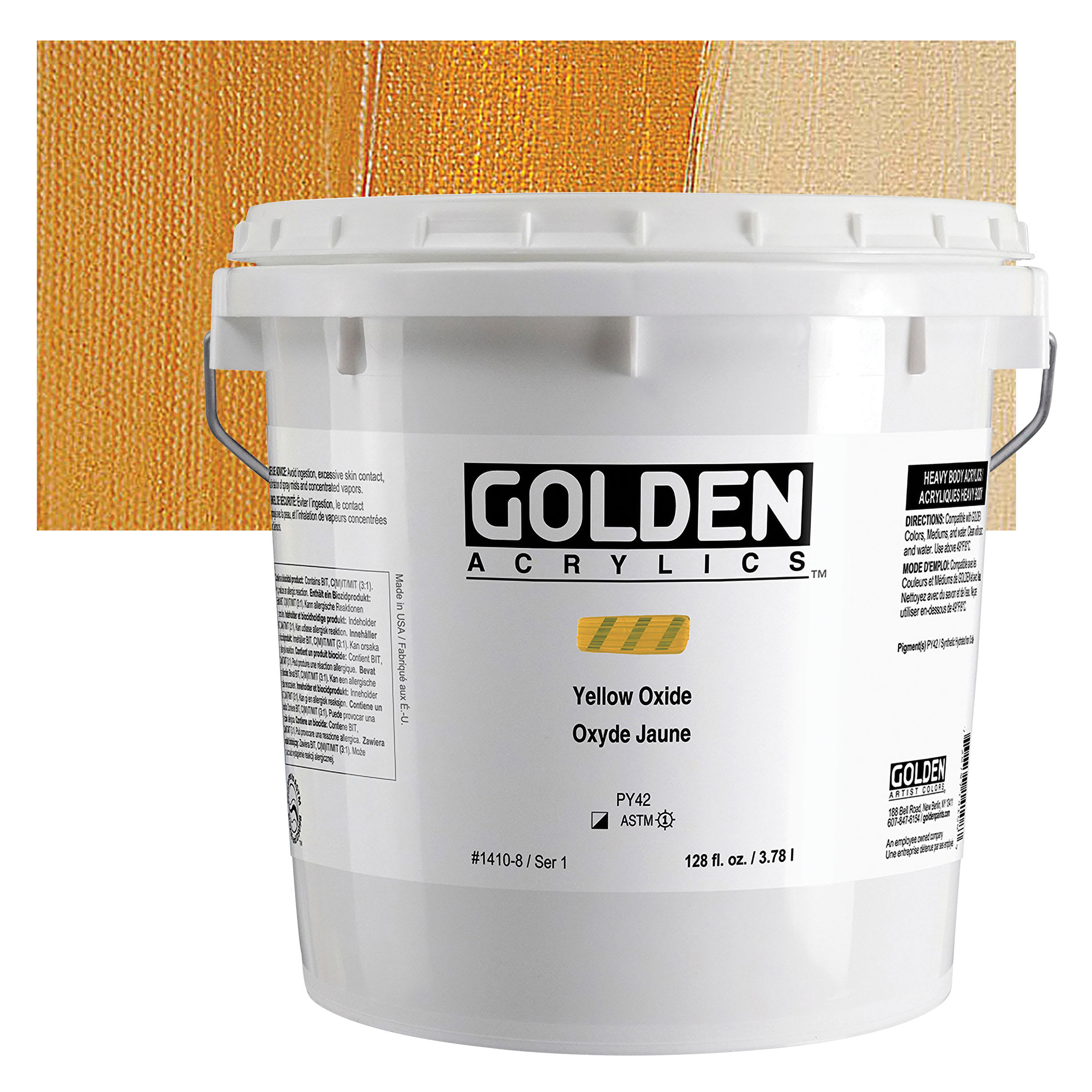 Golden Heavy Body Acrylic Paint - Yellow Oxide, 128 oz Jar