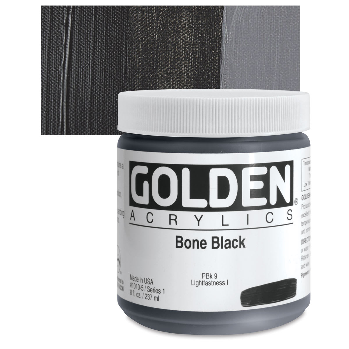 Golden Heavy Body Artist Acrylics - Bone Black, 8 oz Jar