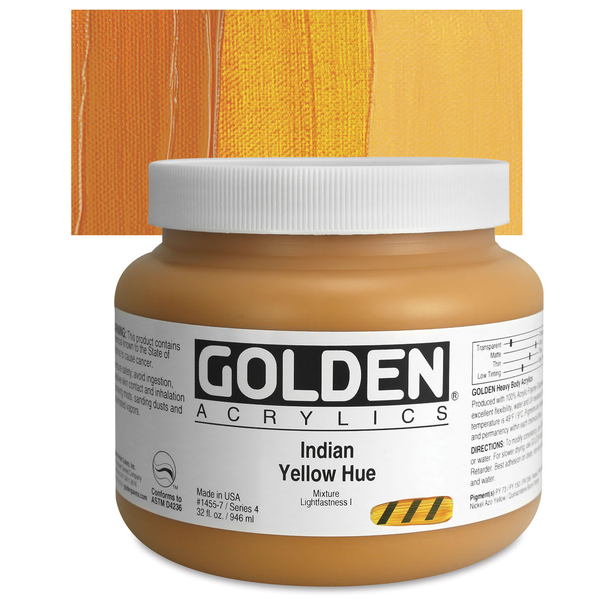 Golden Heavy Body Artist Acrylics - Indian Yellow Hue, 32 oz