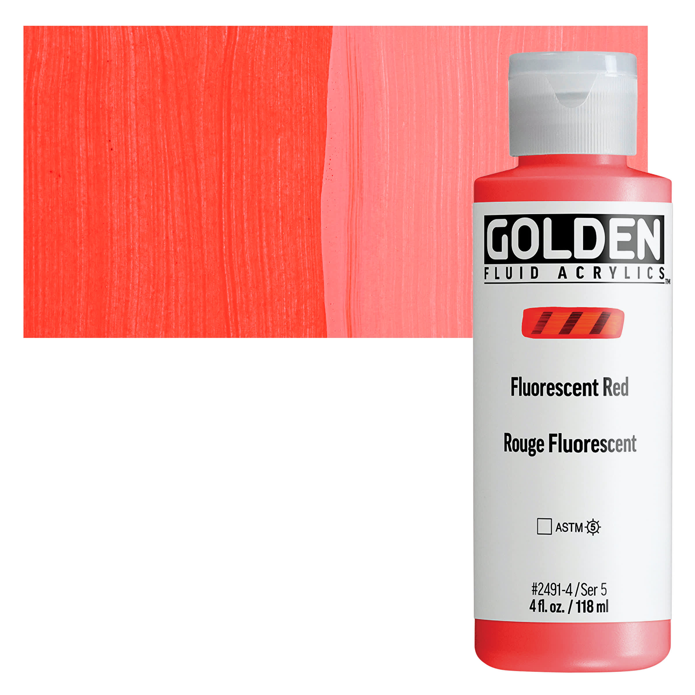 Golden Fluid Acrylic - Fluorescent Red, 4 oz bottle