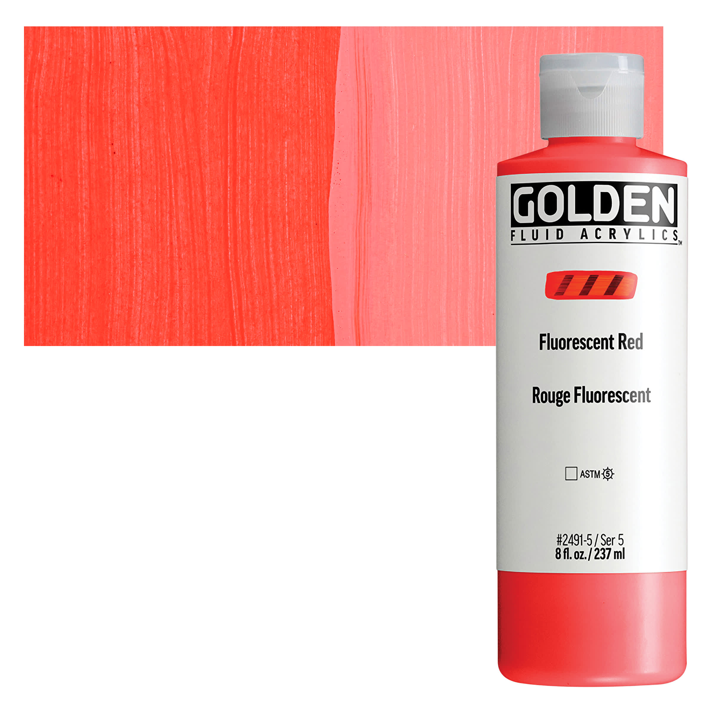 Golden Fluid Acrylic - Fluorescent Red, 8 oz Bottle