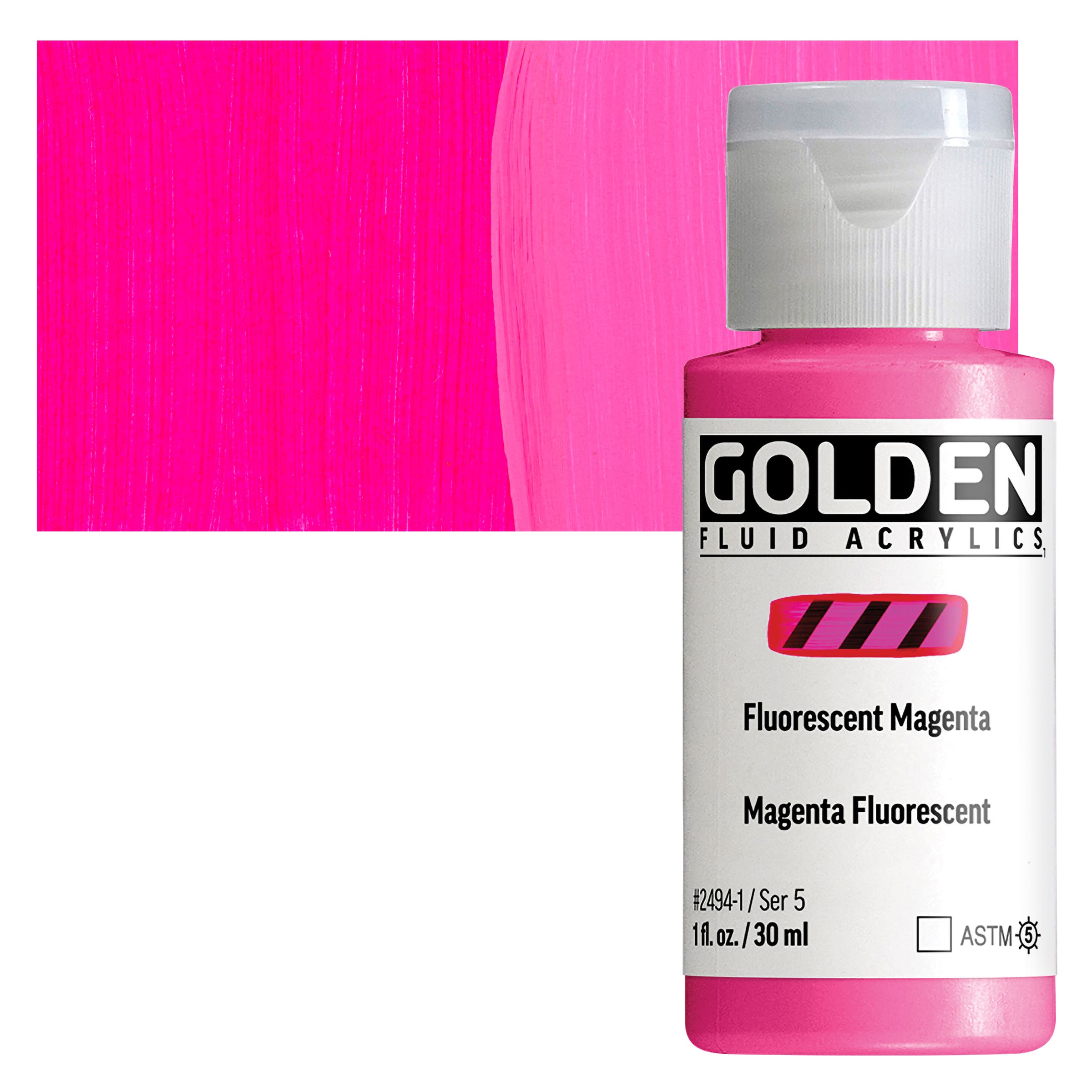 Golden Fluid Acrylic - Fluorescent Magenta, 1 oz bottle