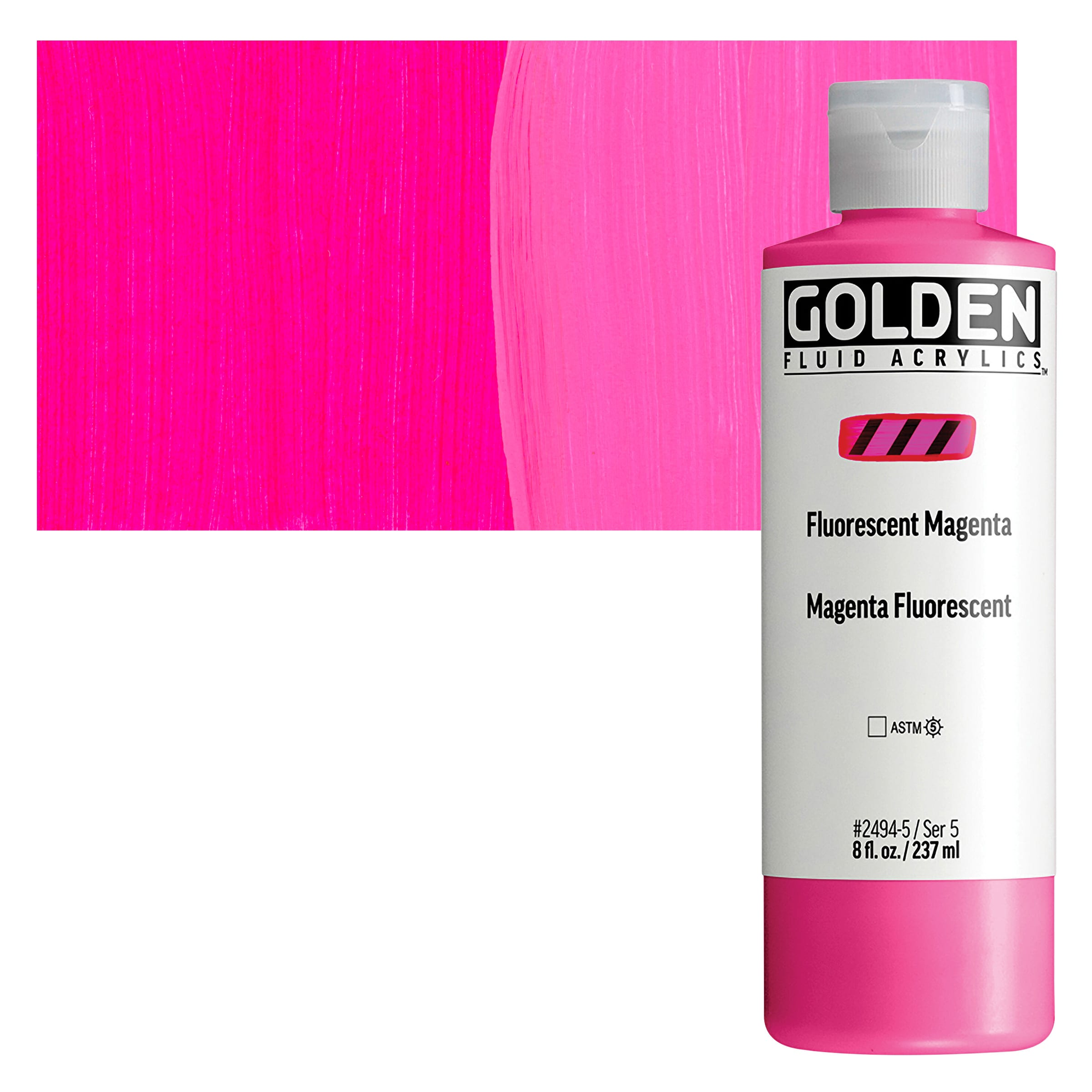 Golden Fluid Acrylic - Fluorescent Magenta, 8 oz Bottle