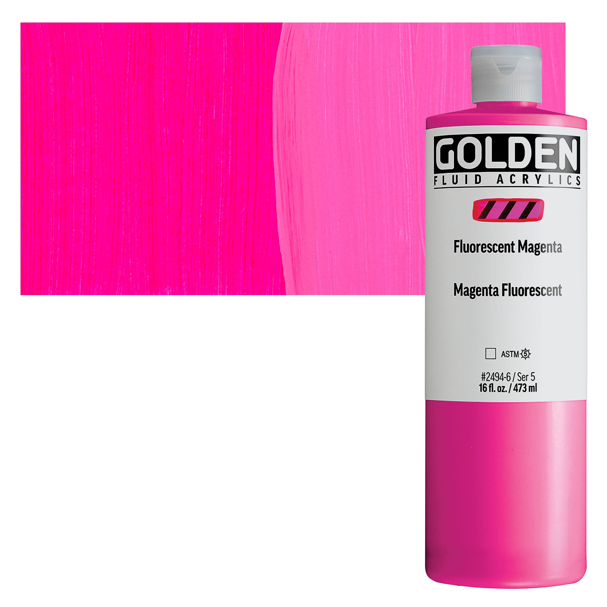 Golden Fluid Acrylic - Fluorescent Magenta, 16 oz Bottle