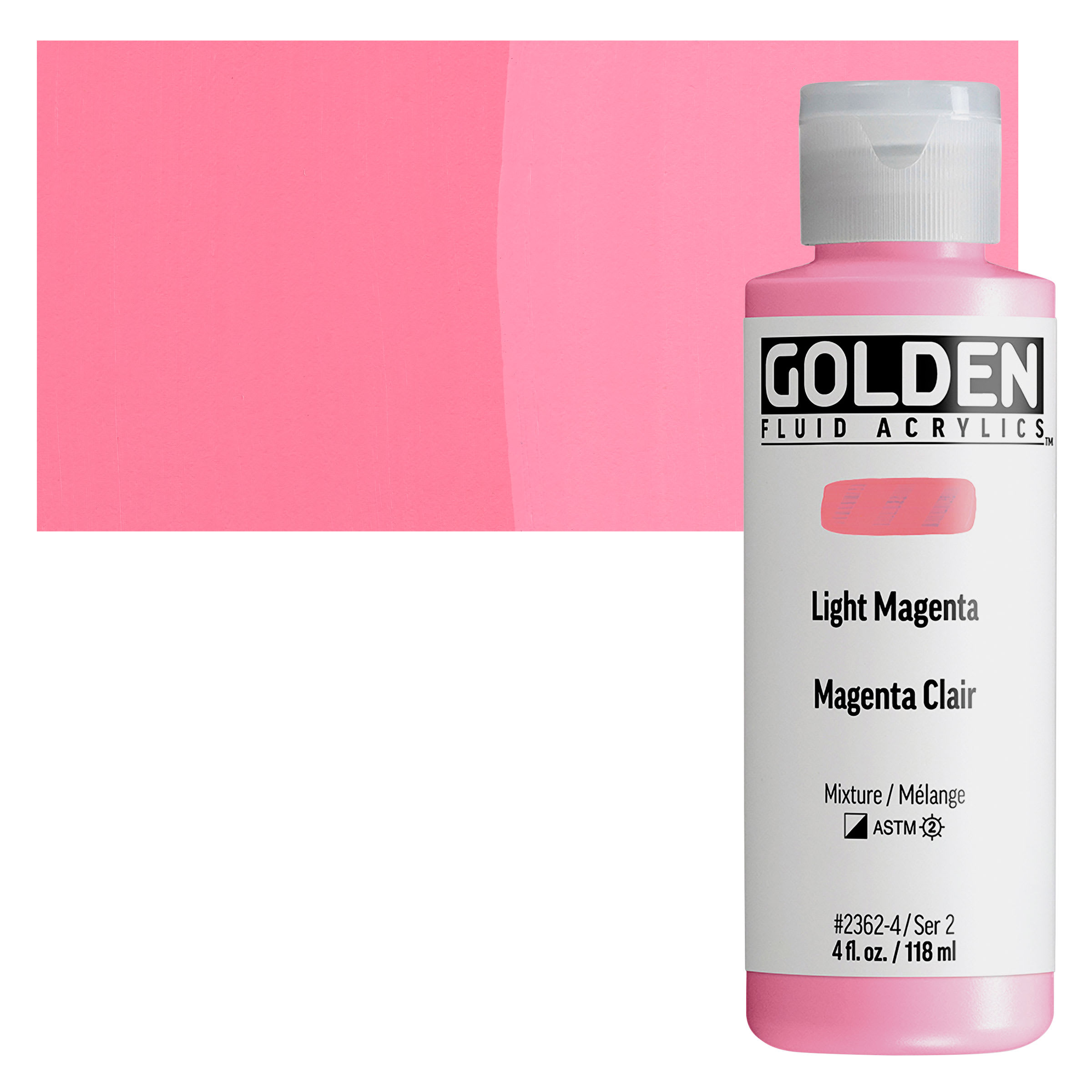 Golden Fluid Acrylic - Light Magenta, 4 oz bottle