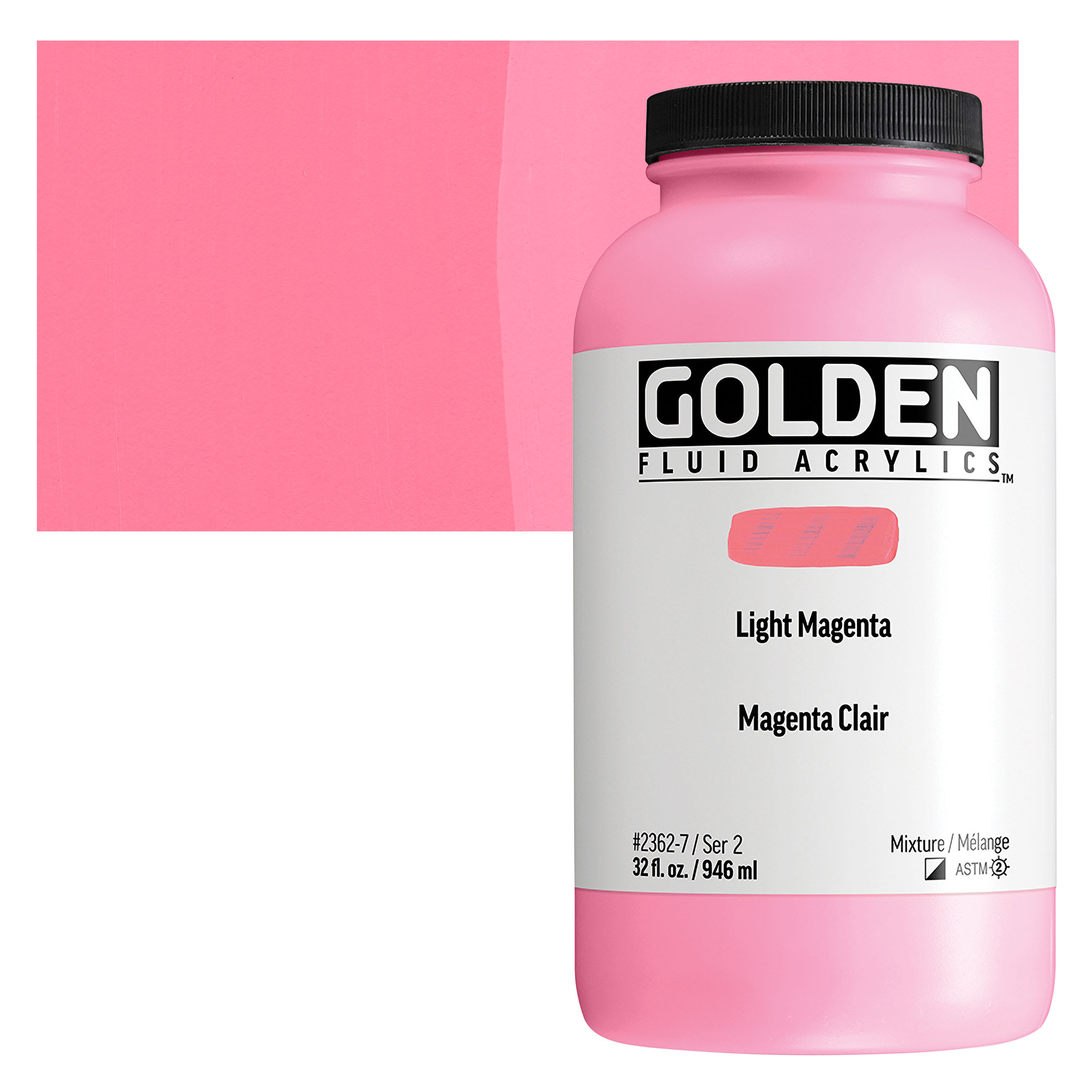 Golden Fluid Acrylic - Light Magenta, 32 oz bottle