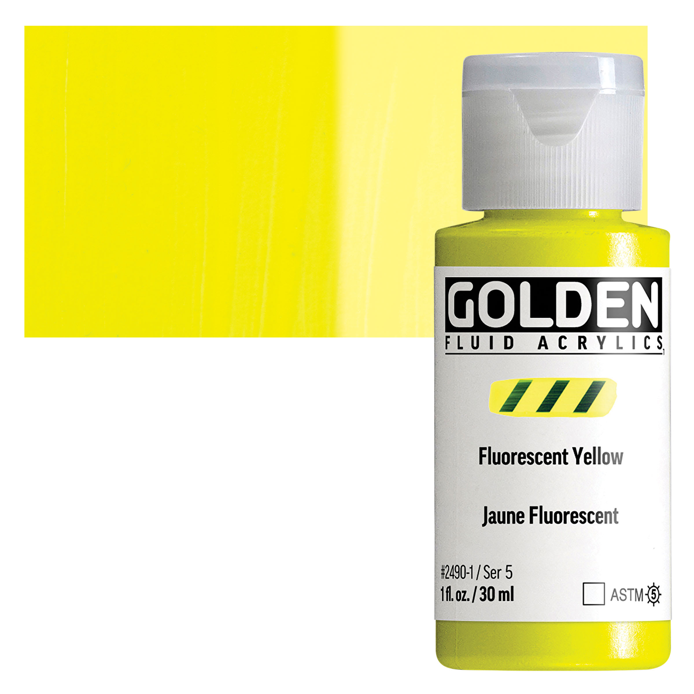Golden Fluid Acrylic - Fluorescent Yellow, 1 oz bottle