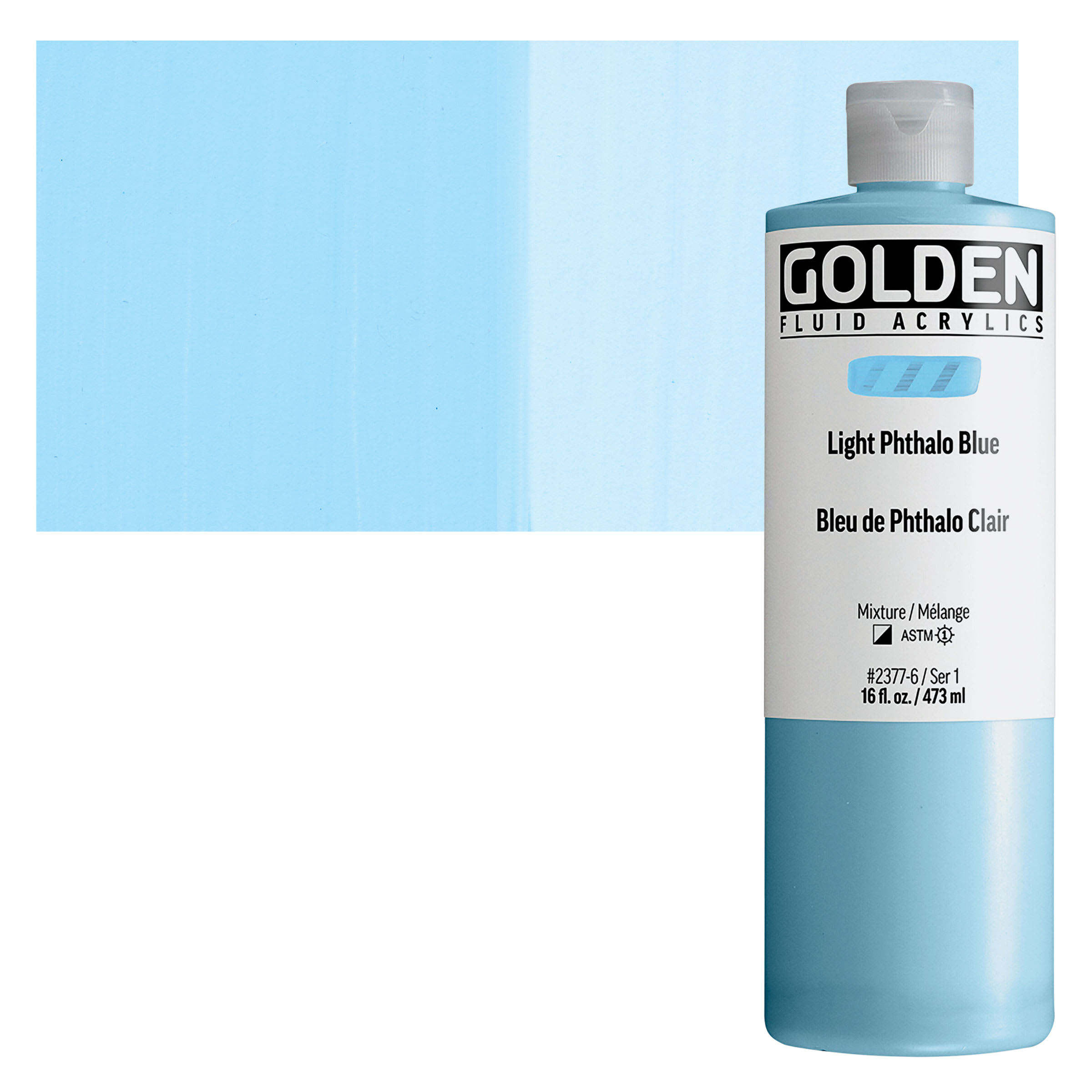 Golden Fluid Acrylic - Light Phthalo Blue, 16 oz Bottle