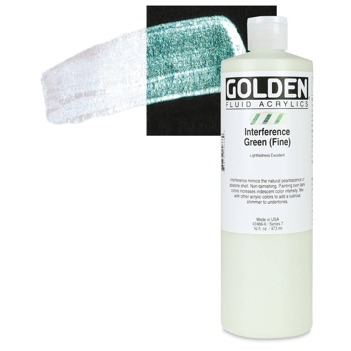 Golden Fluid Acrylics - Intereference Green (Fine), 16 oz bottle