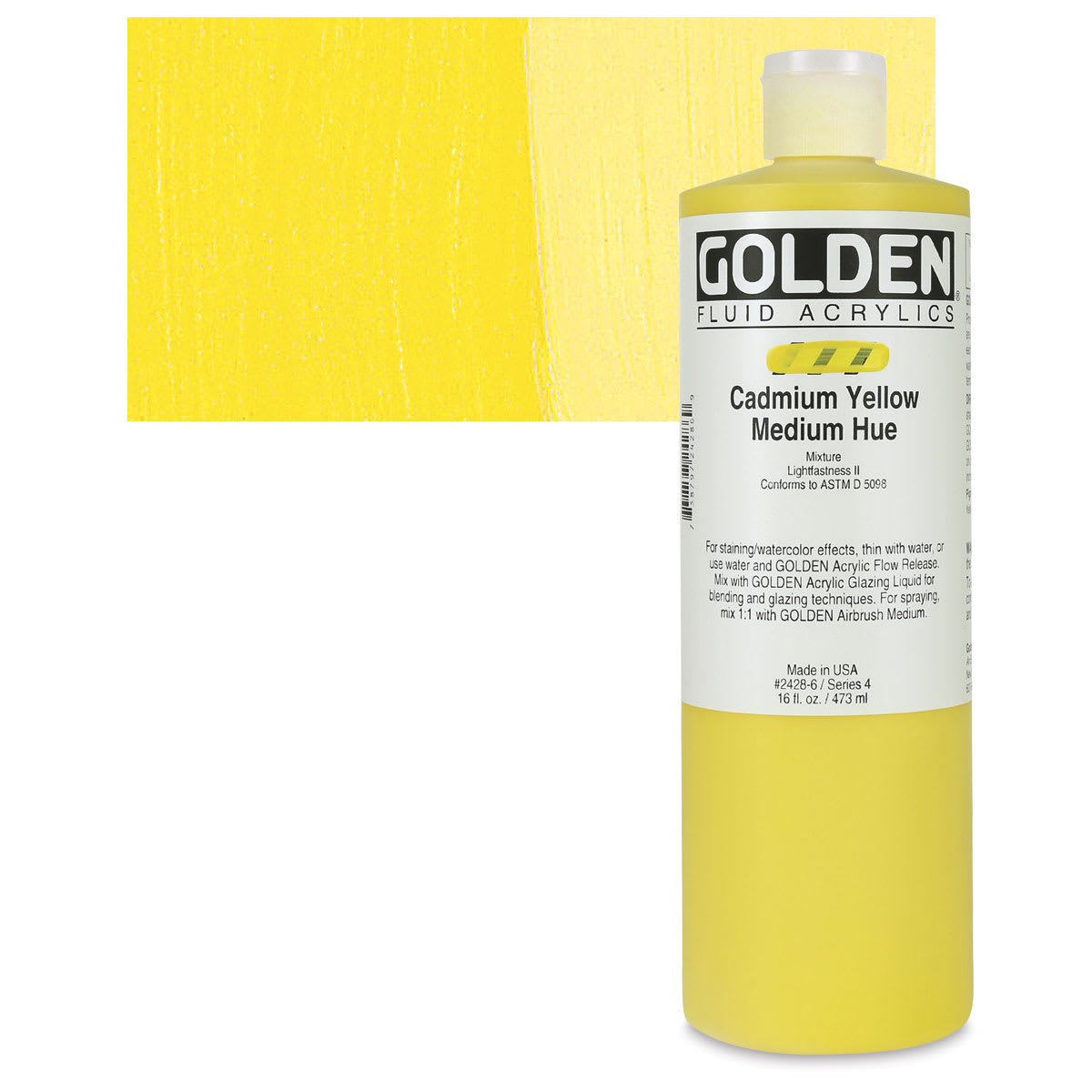 Golden Fluid Acrylics - Cadmium Yellow Medium Hue, 16 oz bottle
