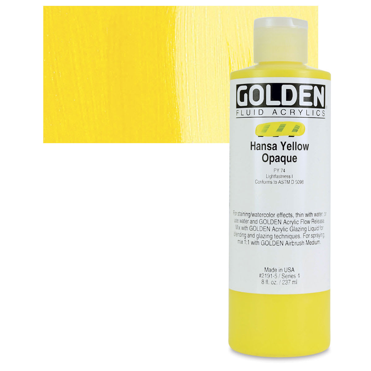 Golden Fluid Acrylics - Hansa Yellow Opaque, 8 oz bottle